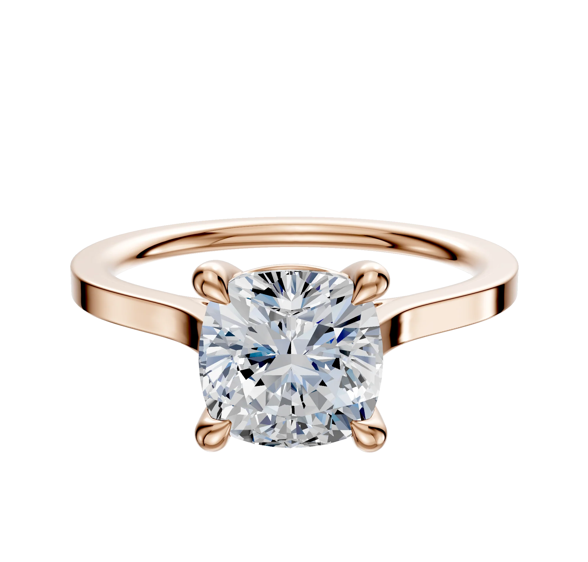 14K Rose Gold 4 Prong Basket Cathedral Flat 1.5mm Engagement Ring