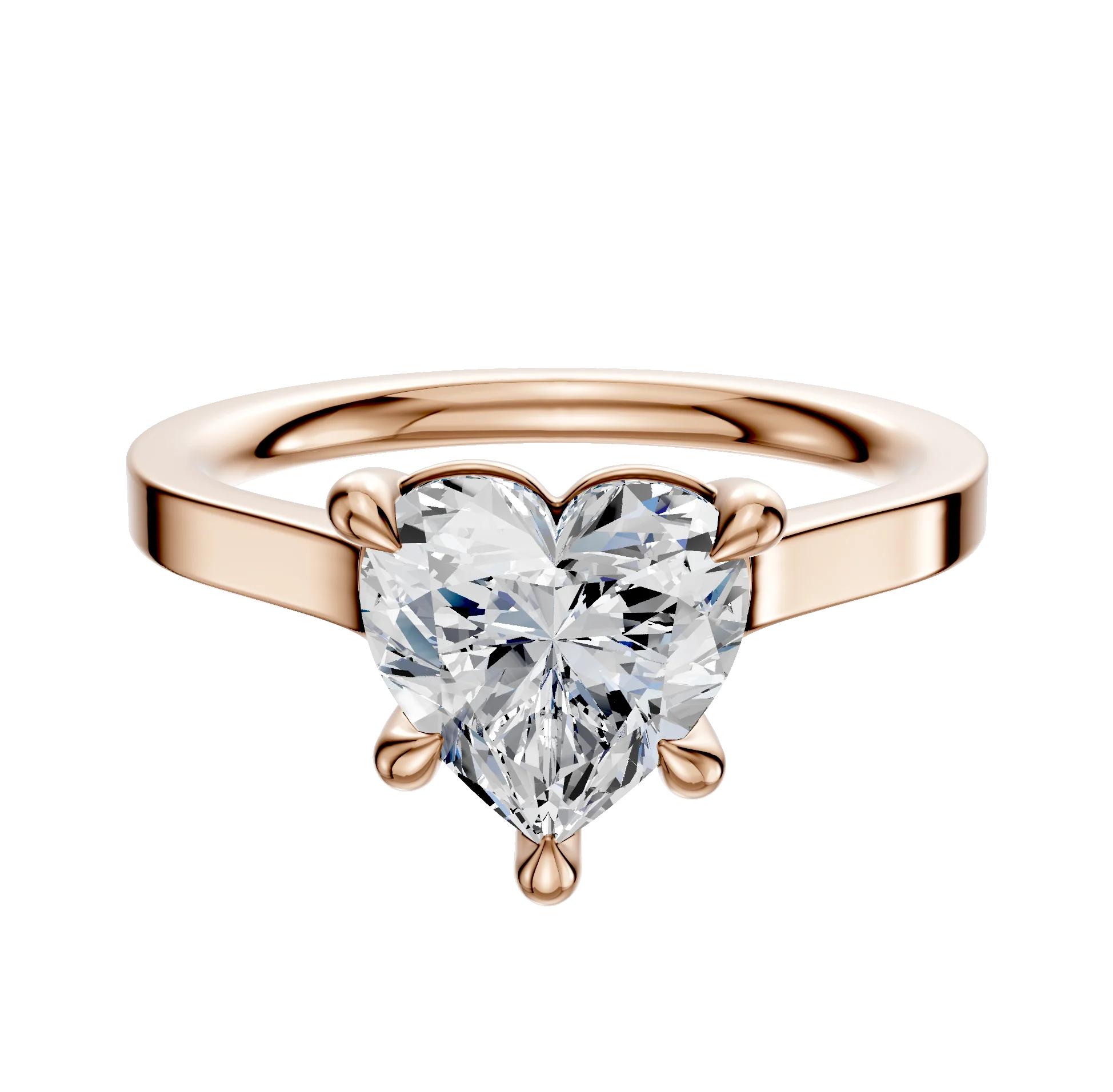 14K Rose Gold 4 Prong Basket Cathedral Flat 2.0mm Engagement Ring