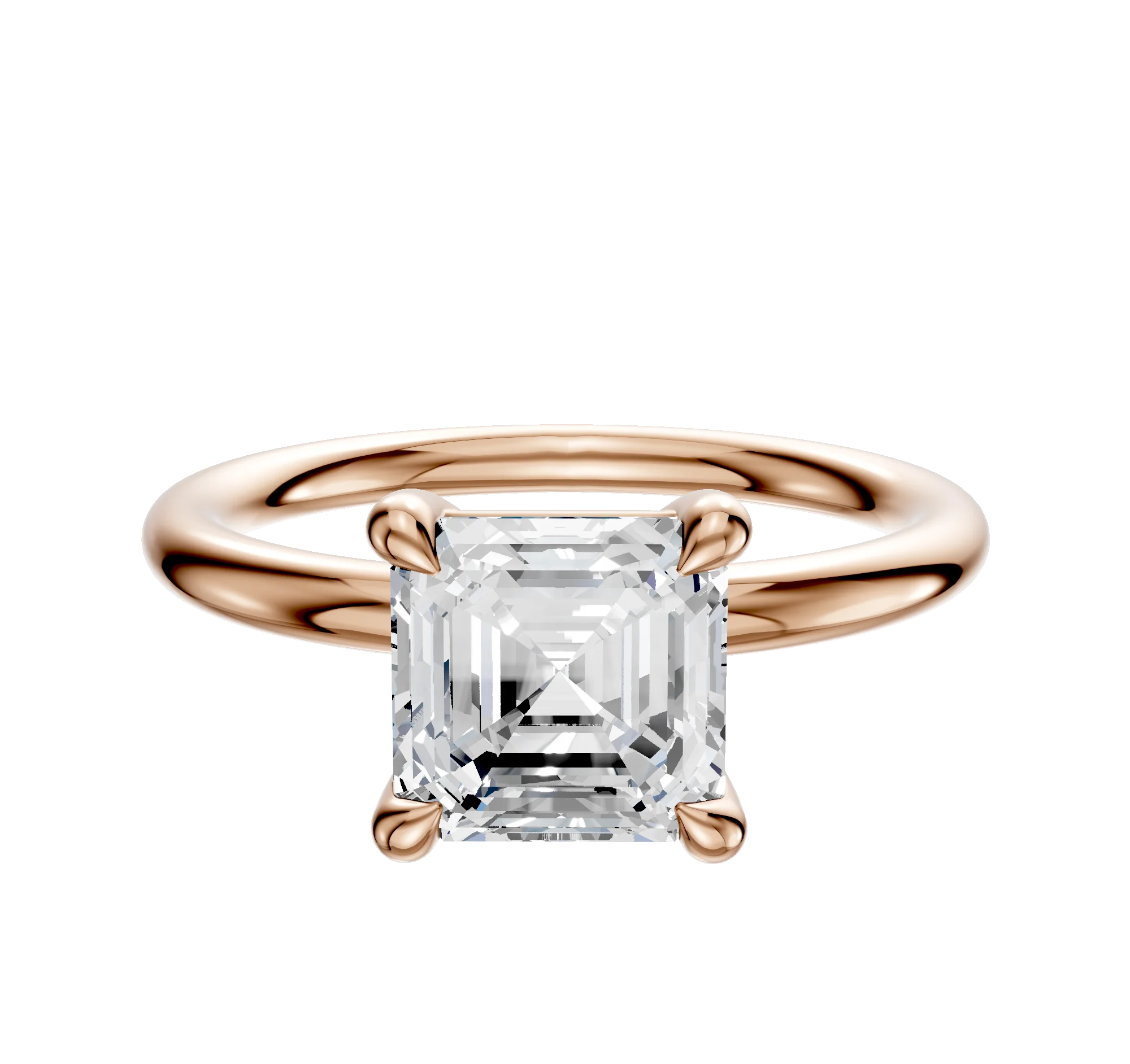 14K Rose Gold 4 Prong Basket Classic Dome 2.0mm Engagement Ring