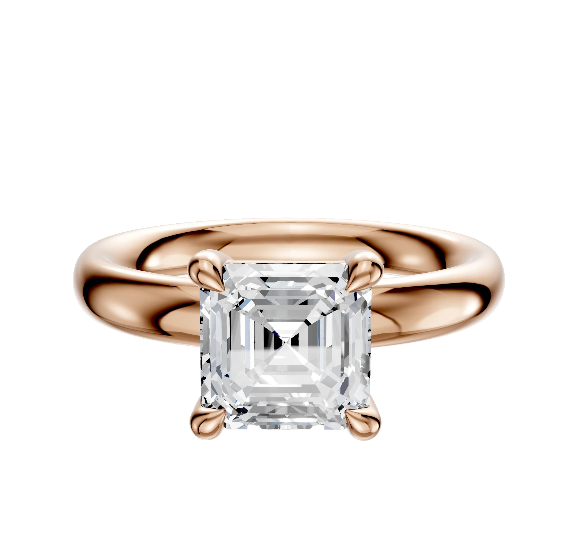 14K Rose Gold 4 Prong Basket Classic Dome 3.0mm Engagement Ring
