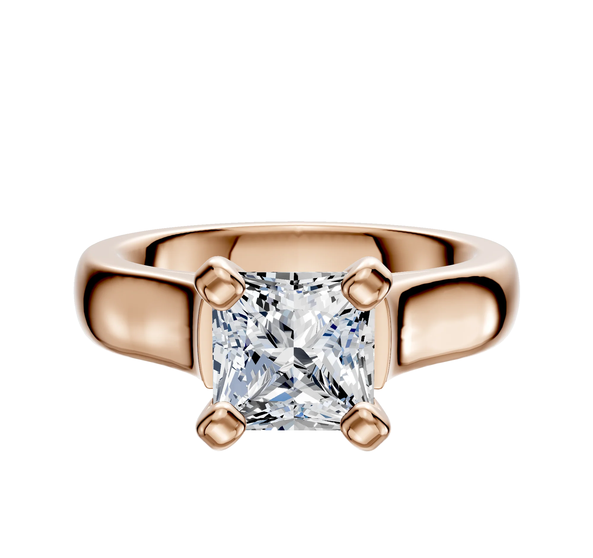 14K Rose Gold 4 Prong Cathedral Dome 4.0mm Engagement Ring
