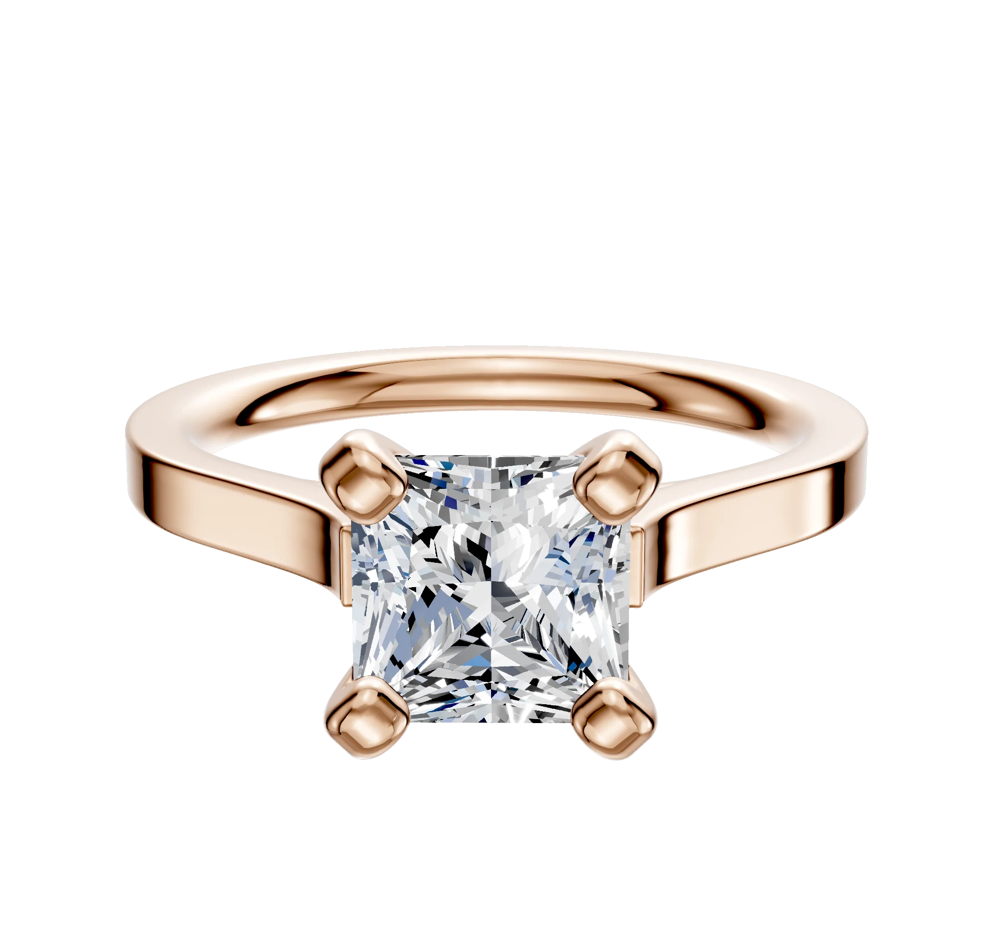 14K Rose Gold 4 Prong Cathedral Flat 2.0mm Engagement Ring