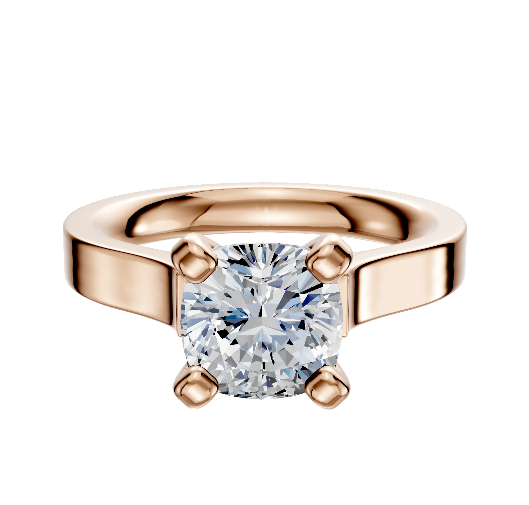 14K Rose Gold 4 Prong Cathedral Flat 3.0mm Engagement Ring