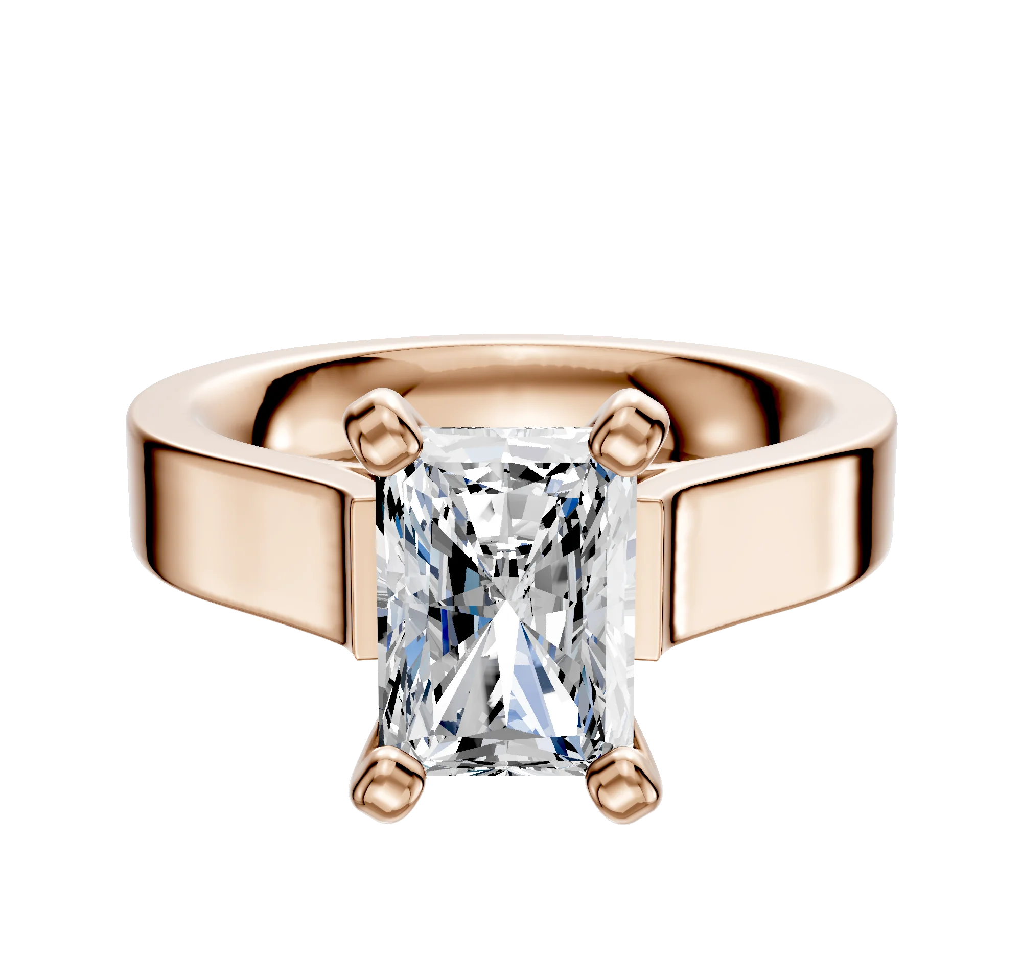 14K Rose Gold 4 Prong Cathedral Flat 4.0mm Engagement Ring