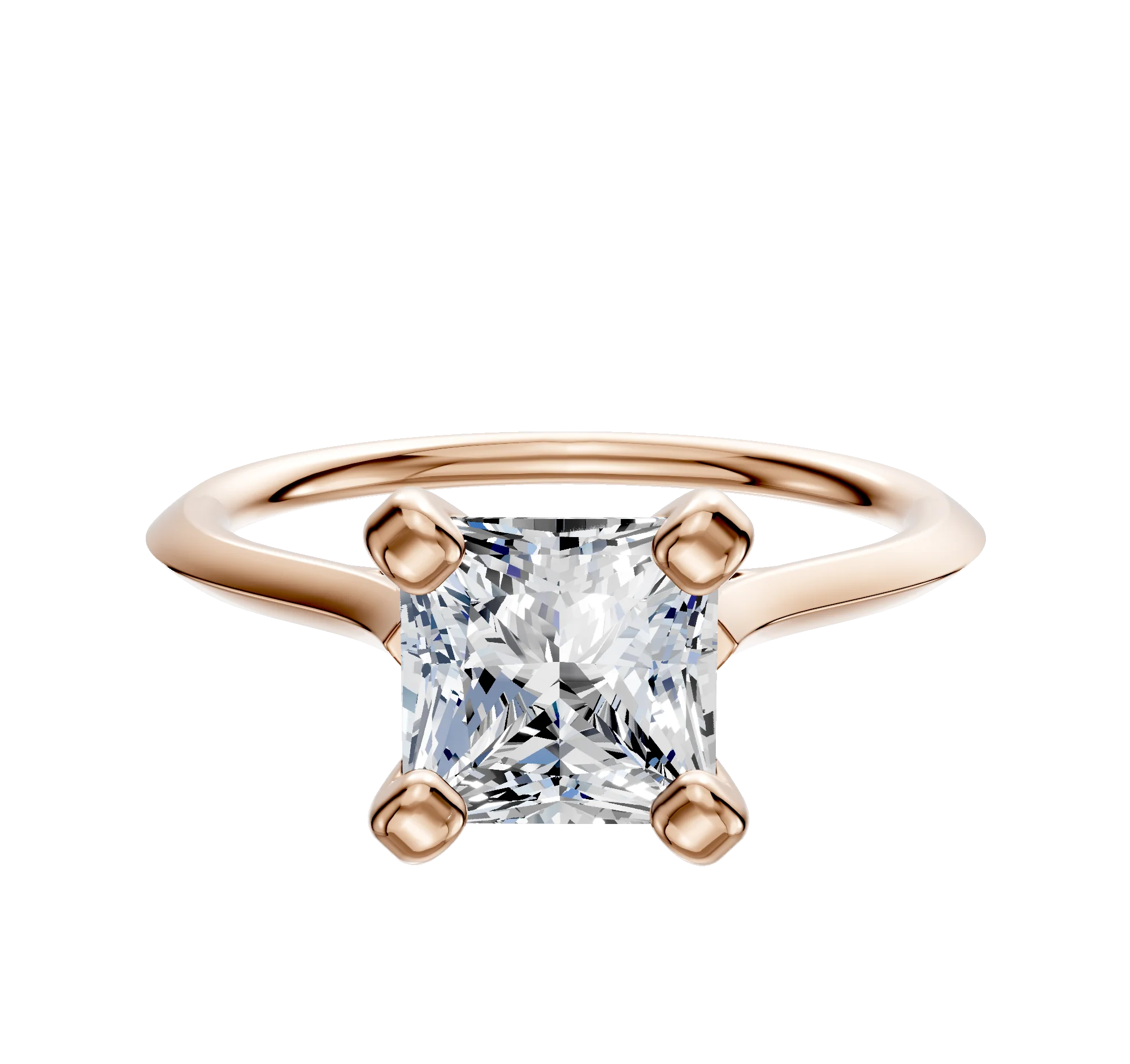 14K Rose Gold 4 Prong Cathedral Knife Edge 1.5mm Engagement Ring