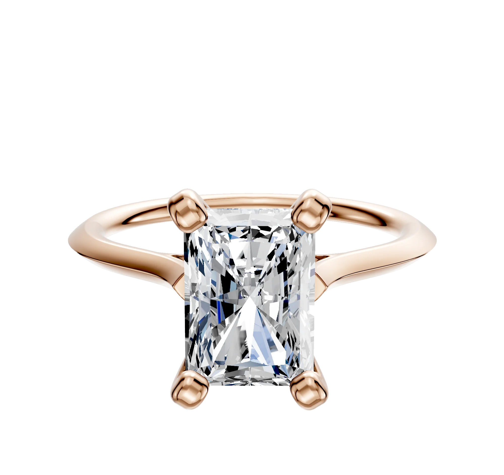 14K Rose Gold 4 Prong Cathedral Knife Edge 1.5mm Engagement Ring