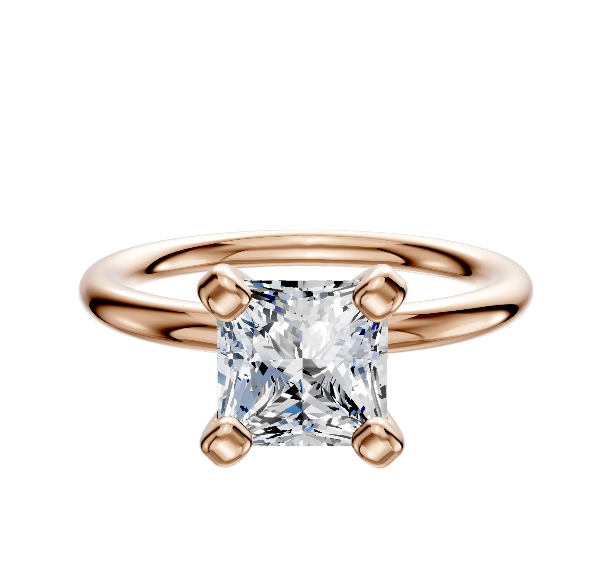 14K Rose Gold 4 Prong Classic Dome 2.0mm Engagement Ring