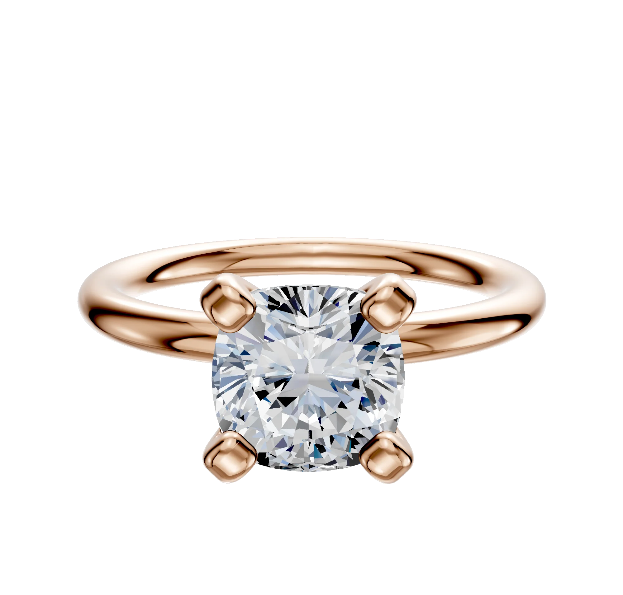 14K Rose Gold 4 Prong Classic Dome 2.0mm Engagement Ring