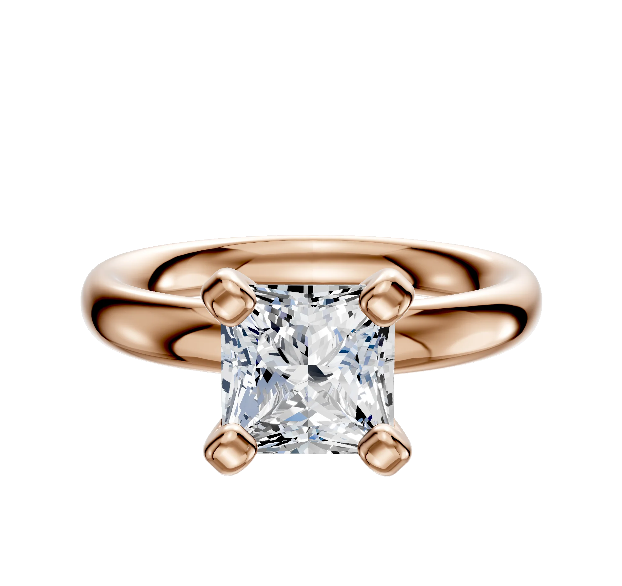14K Rose Gold 4 Prong Classic Dome 3.0mm Engagement Ring