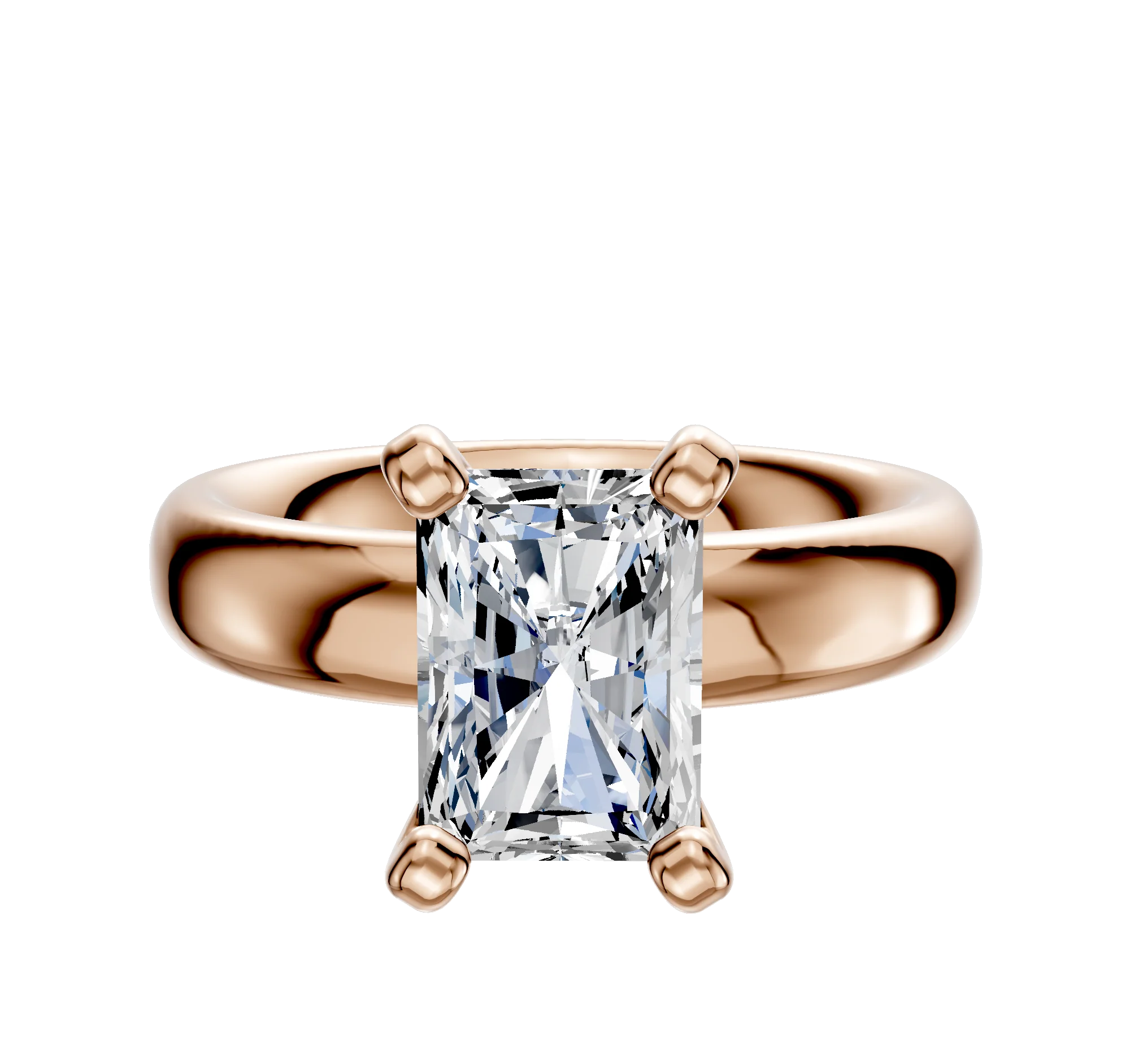 14K Rose Gold 4 Prong Classic Dome 4.0mm Engagement Ring