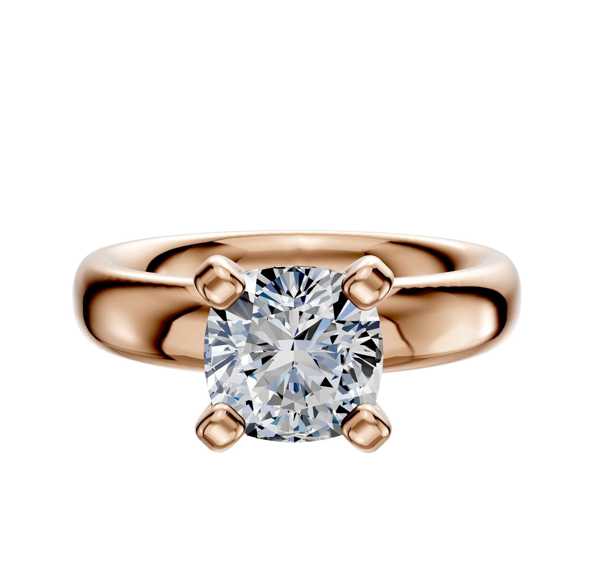 14K Rose Gold 4 Prong Classic Dome 4.0mm Engagement Ring