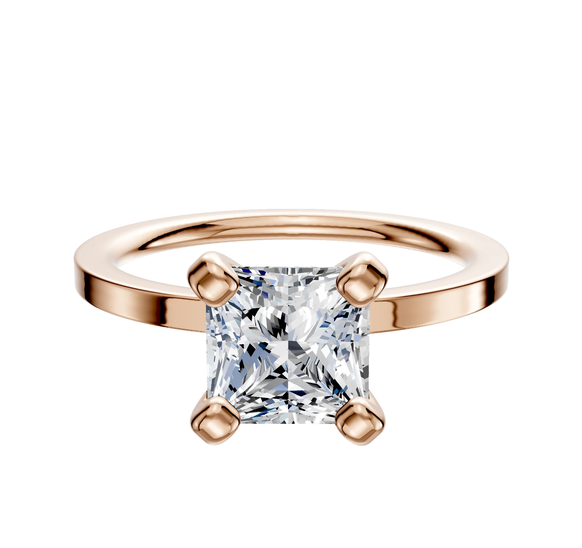 14K Rose Gold 4 Prong Classic Flat 1.5mm Engagement Ring