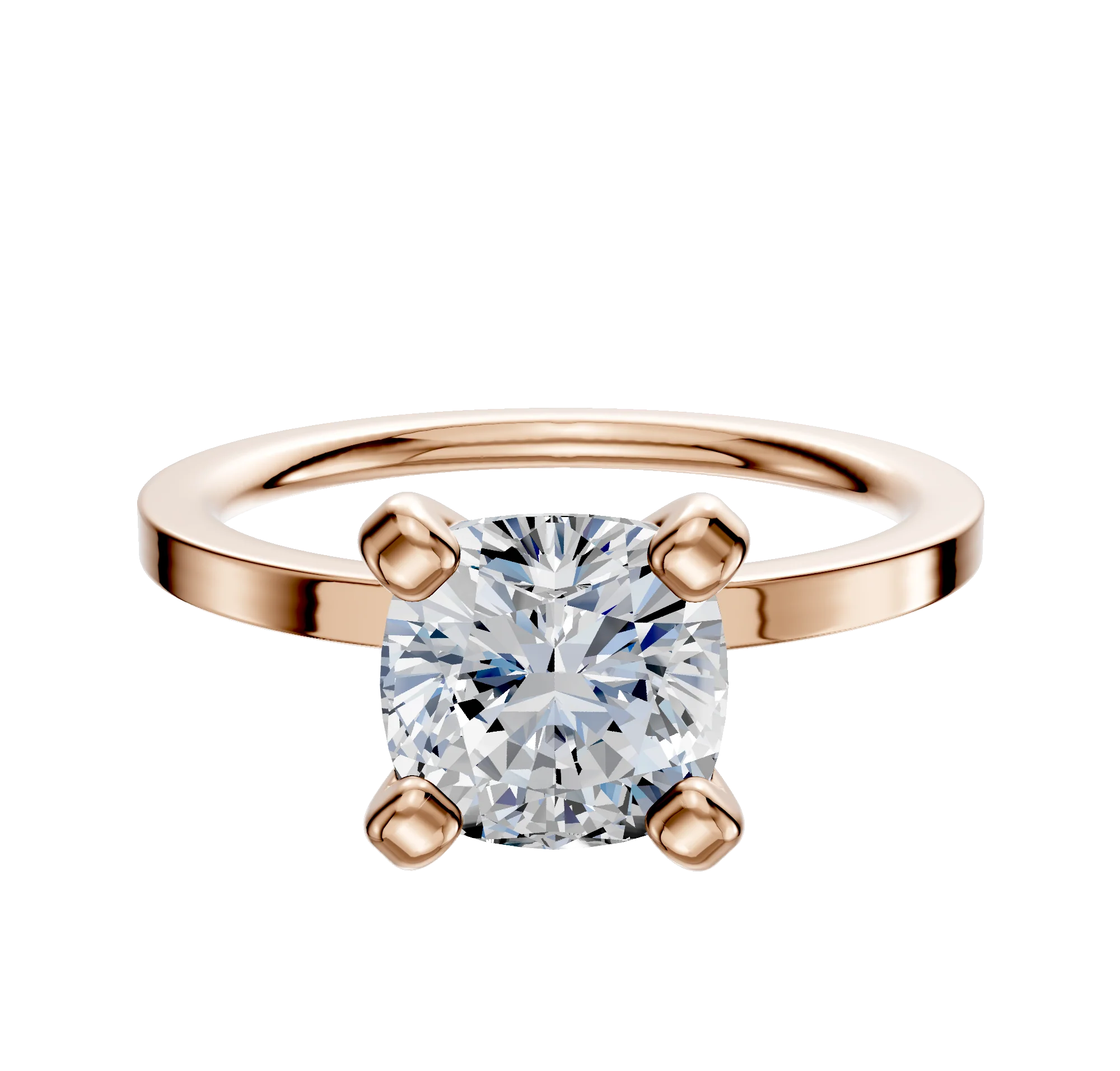 14K Rose Gold 4 Prong Classic Flat 1.5mm Engagement Ring
