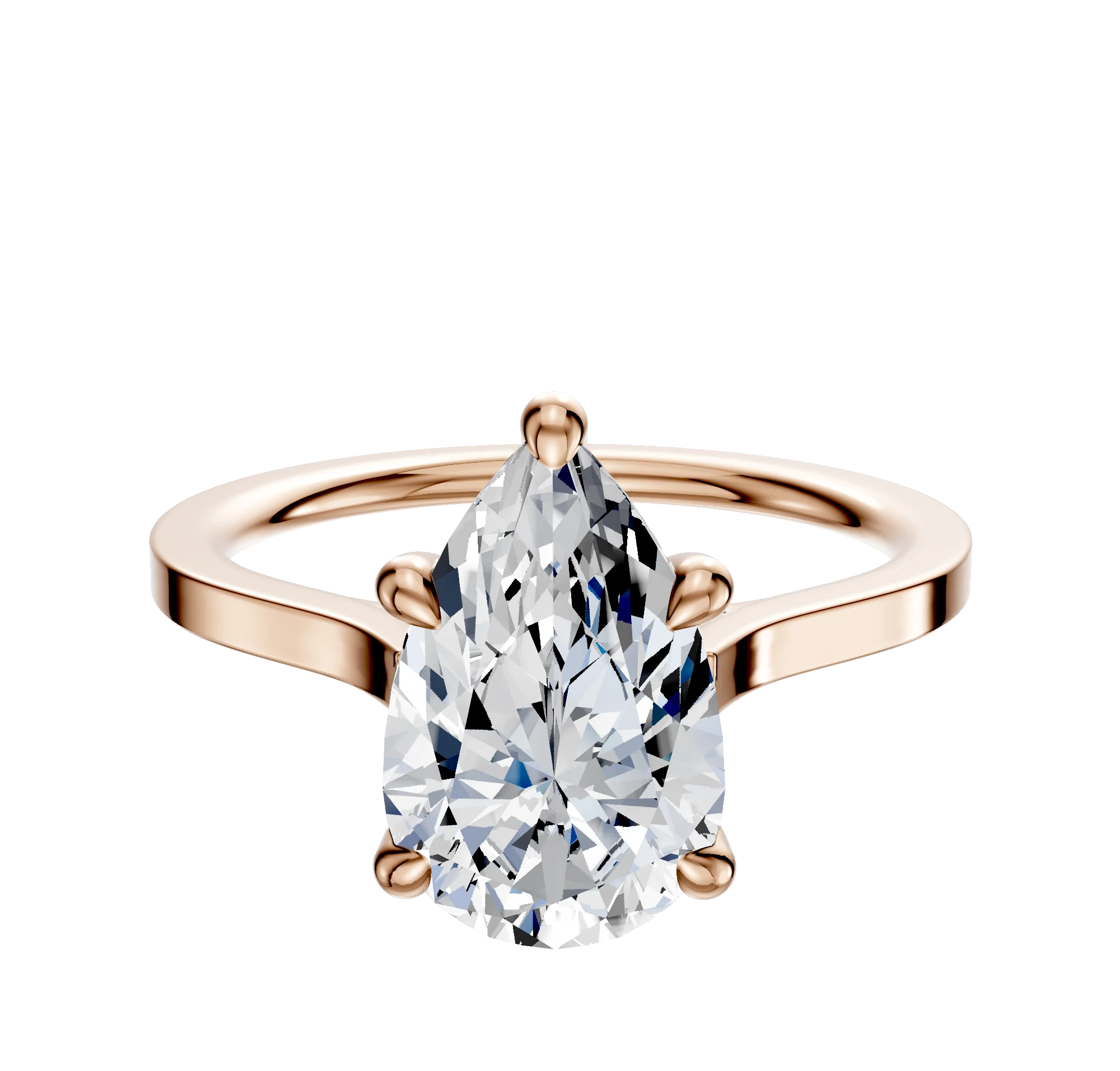 14K Rose Gold 4 Prong Hidden Halo Cathedral Flat 1.5mm Engagement Ring
