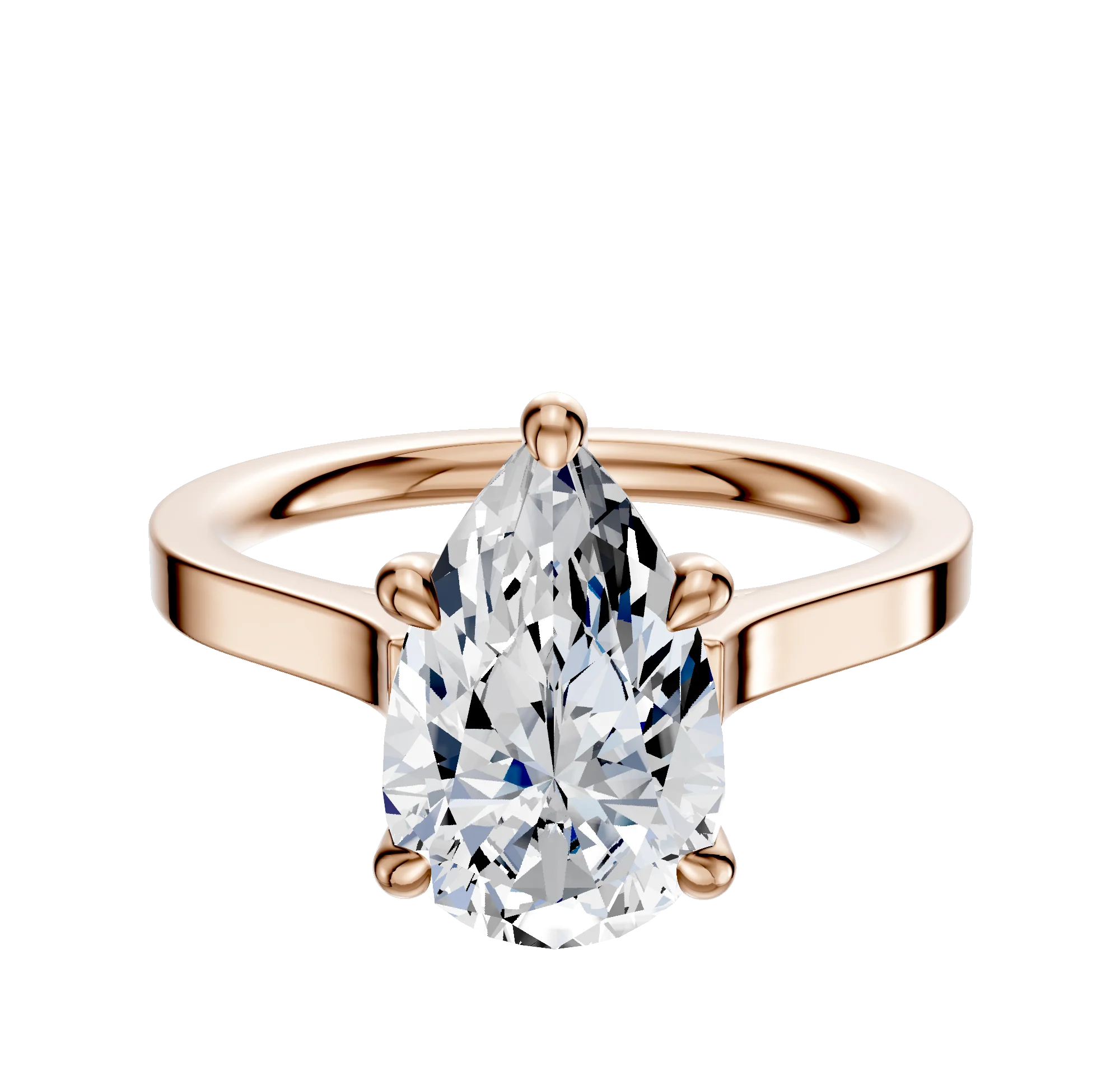 14K Rose Gold 4 Prong Hidden Halo Cathedral Flat 2.0mm Engagement Ring