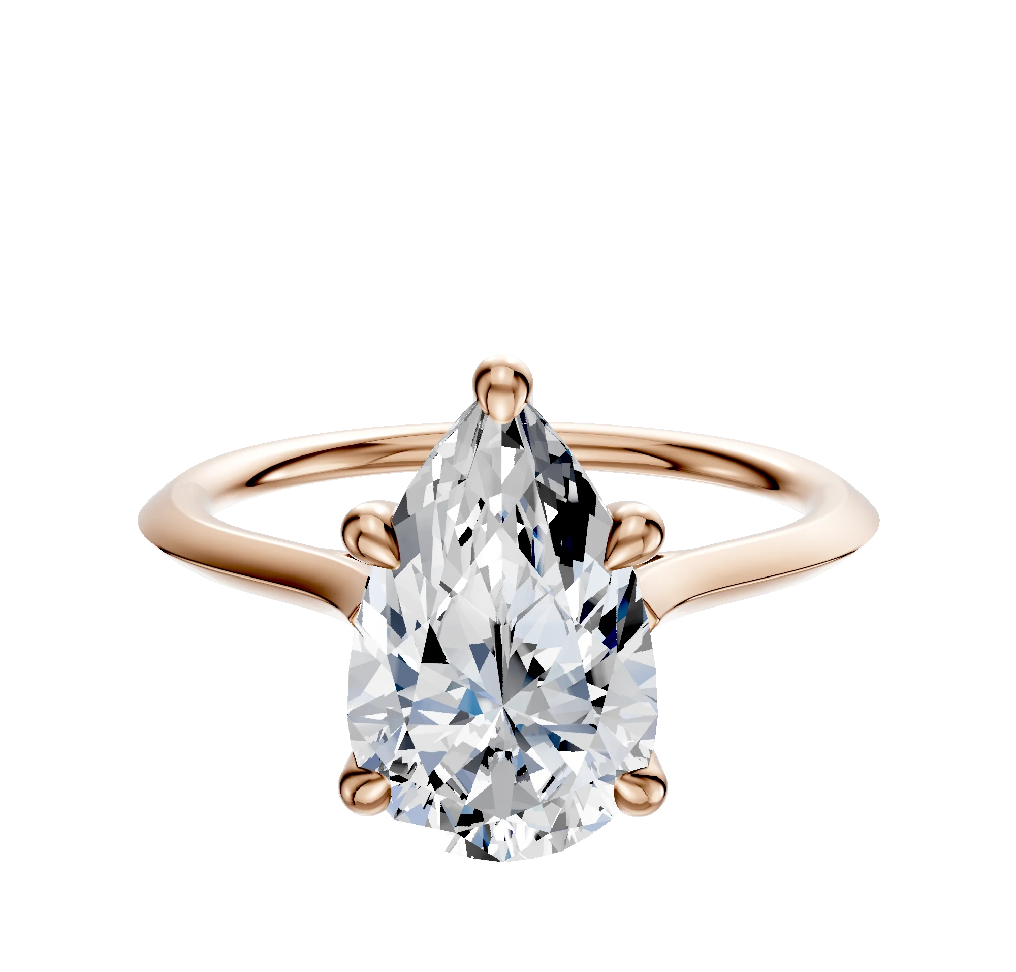14K Rose Gold 4 Prong Hidden Halo Cathedral Knife Edge 1.5mm Engagement Ring