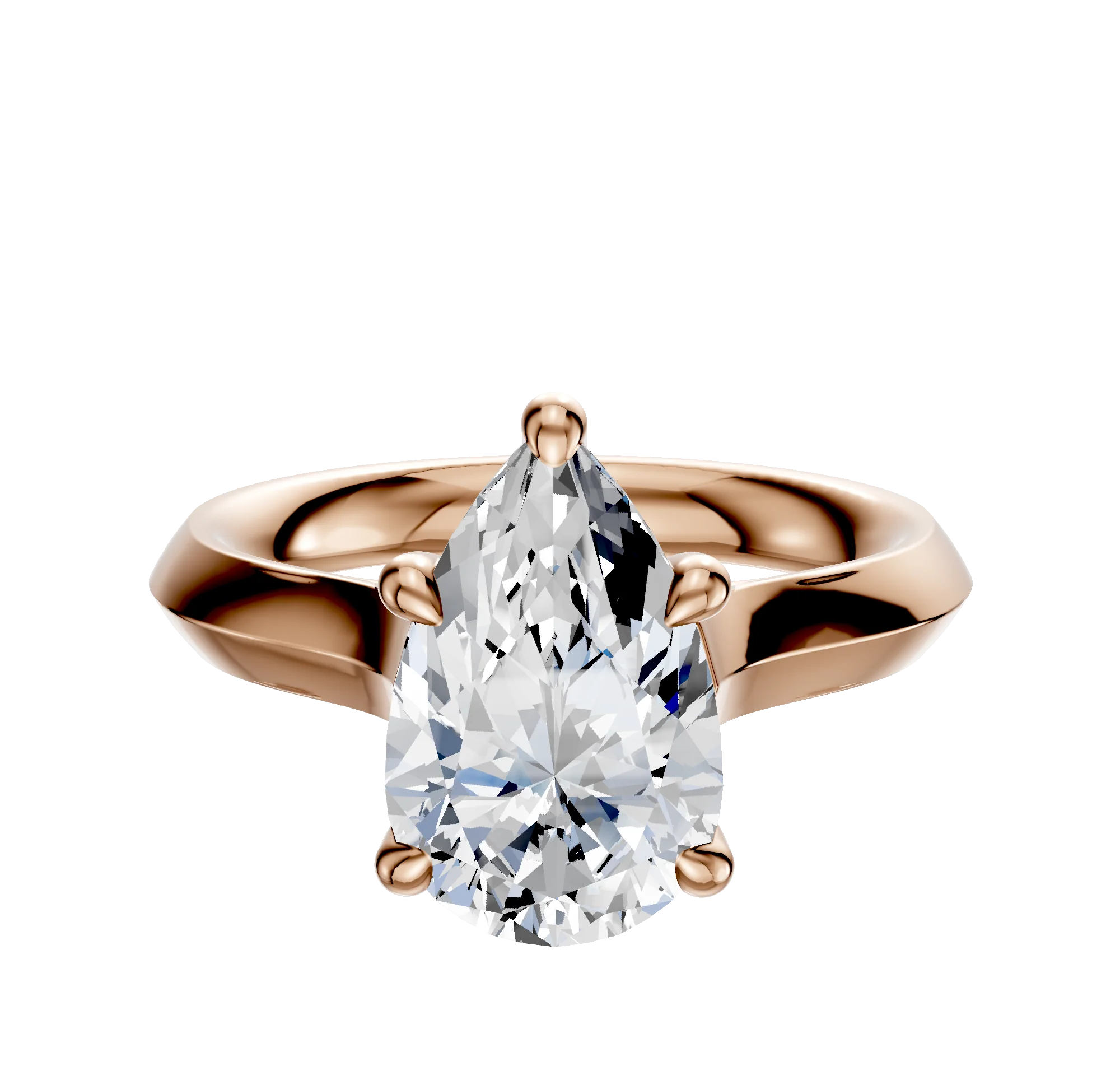 14K Rose Gold 4 Prong Hidden Halo Cathedral Knife Edge 3.0mm Engagement Ring