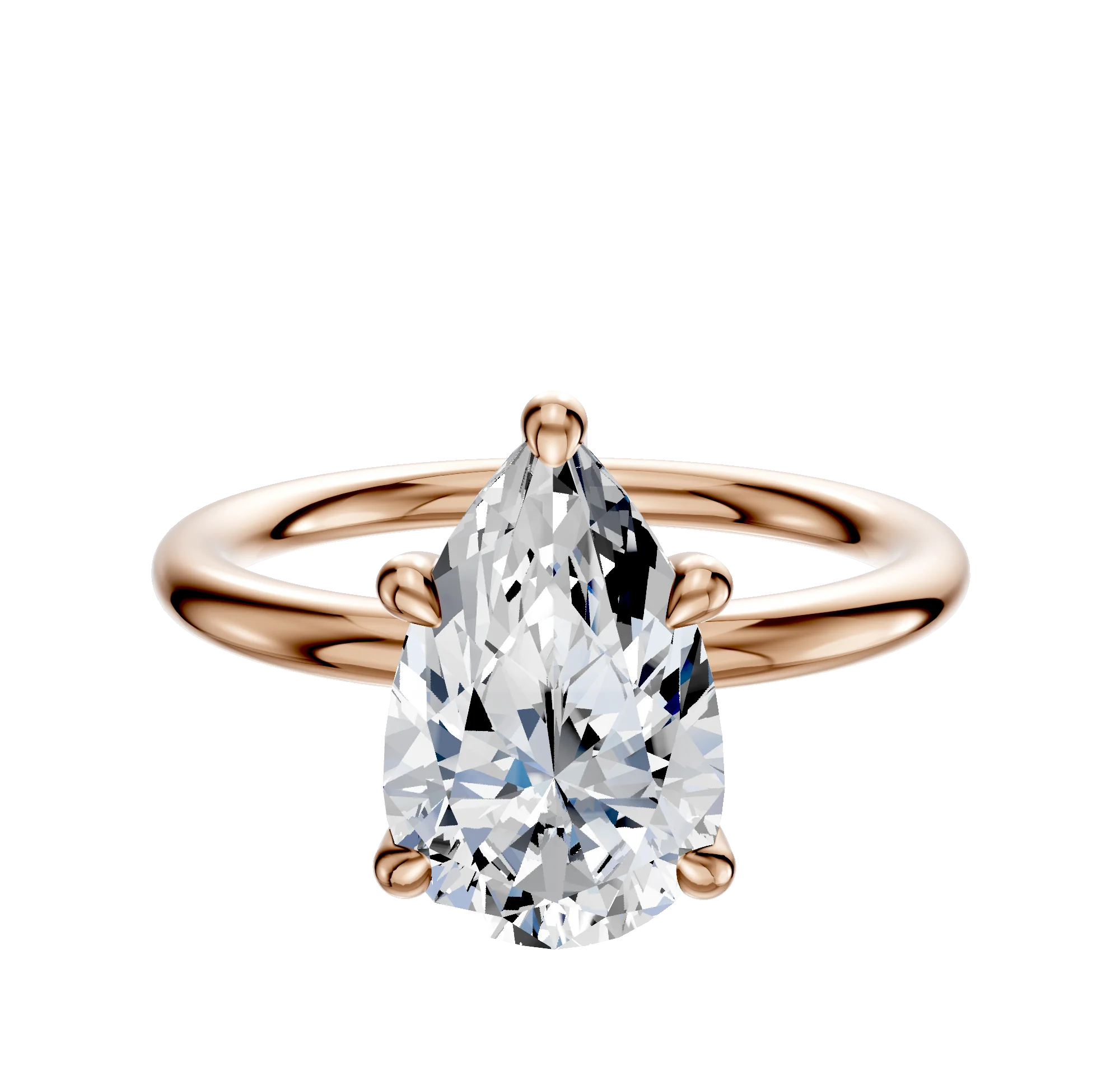14K Rose Gold 4 Prong Hidden Halo Classic Dome 2.0mm Engagement Ring