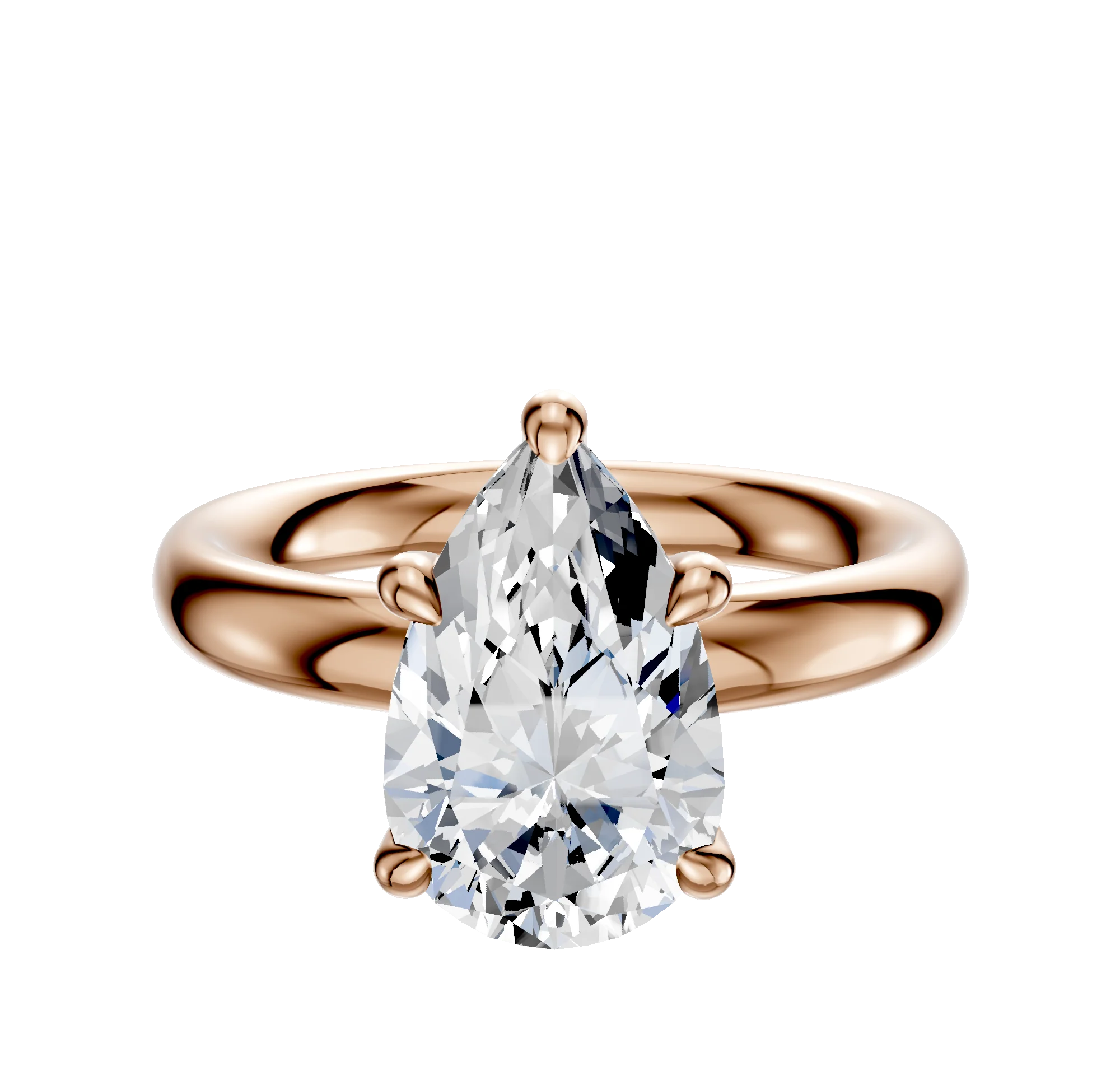 14K Rose Gold 4 Prong Hidden Halo Classic Dome 3.0mm Engagement Ring