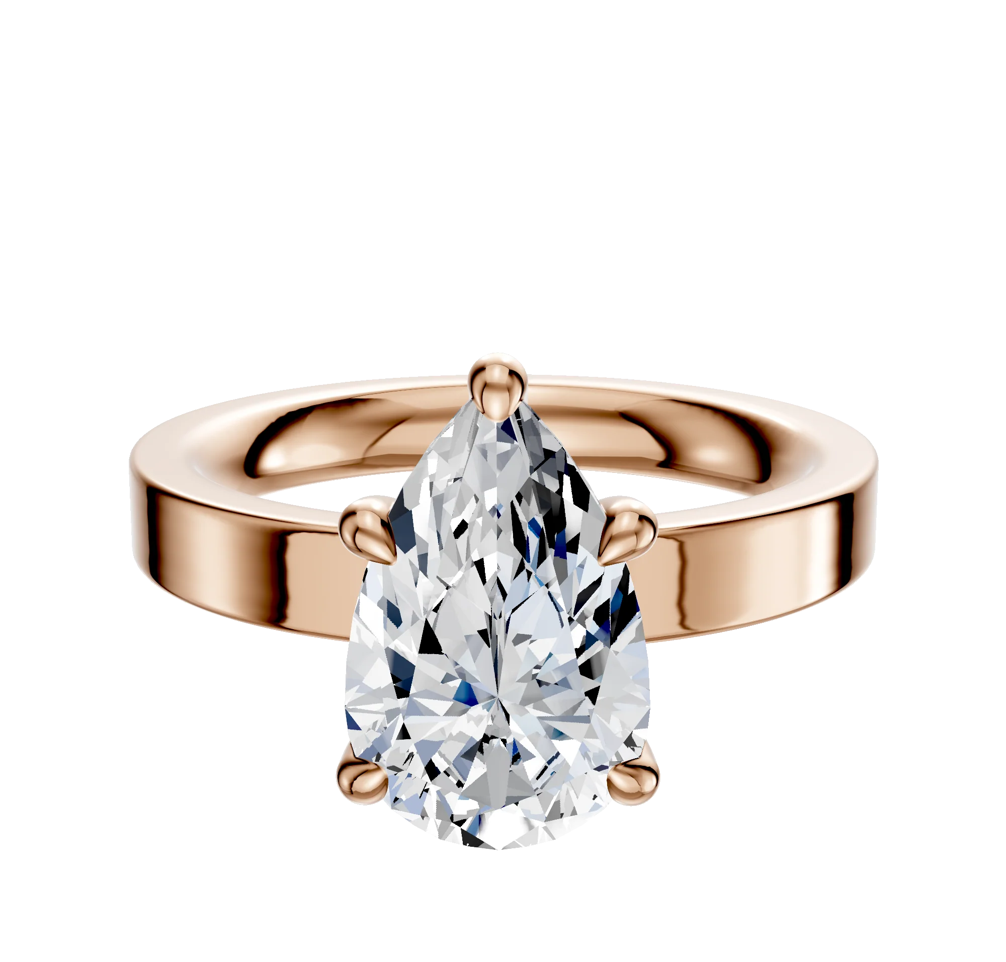 14K Rose Gold 4 Prong Hidden Halo Classic Flat 3.0mm Engagement Ring