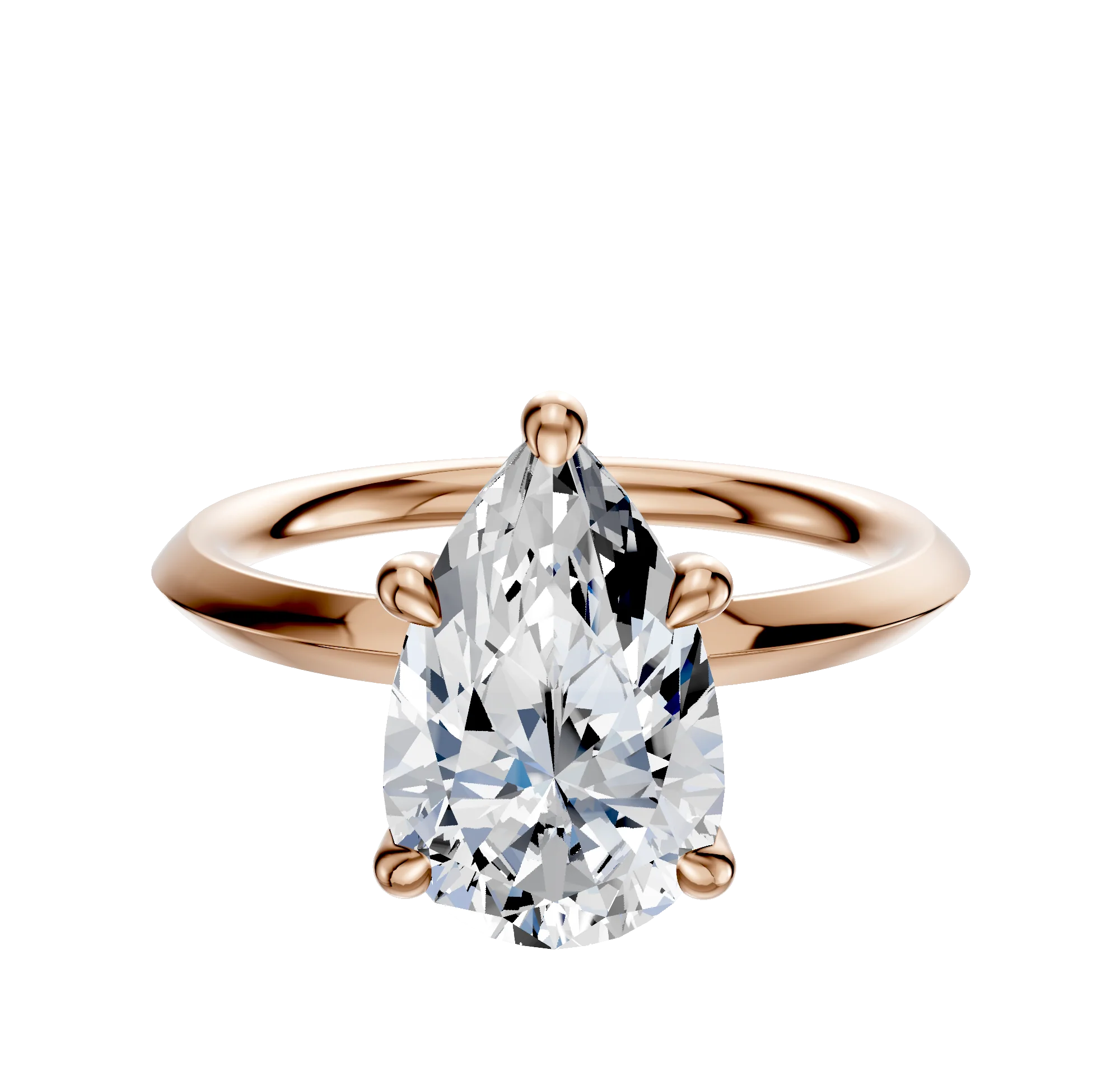 14K Rose Gold 4 Prong Hidden Halo Classic Knife Edge 2.0mm Engagement Ring