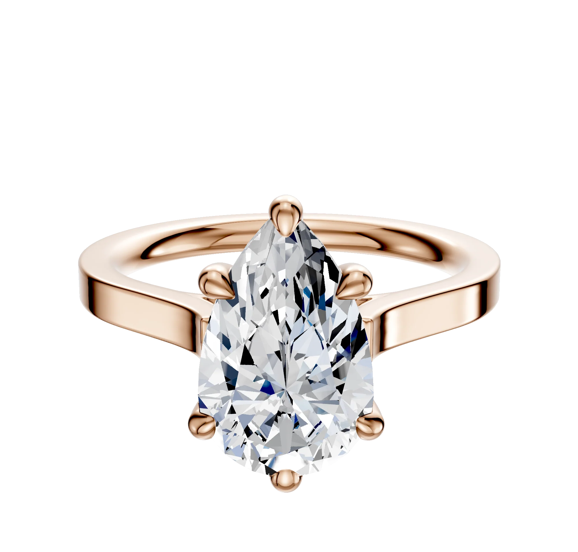 14K Rose Gold 6 Prong Basket Cathedral Flat 2.0mm Engagement Ring