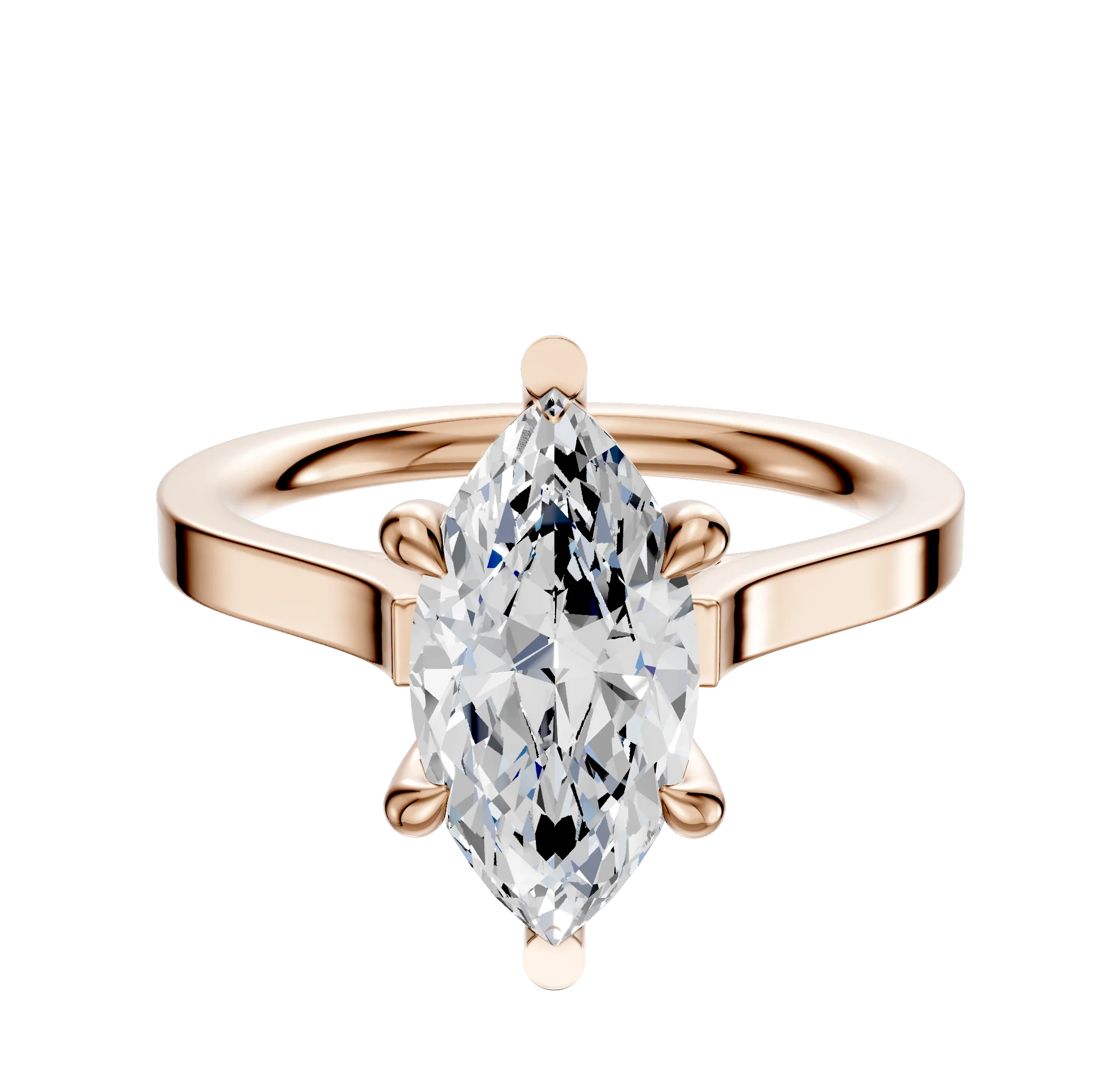 14K Rose Gold 6 Prong Basket Cathedral Flat 2.0mm Engagement Ring