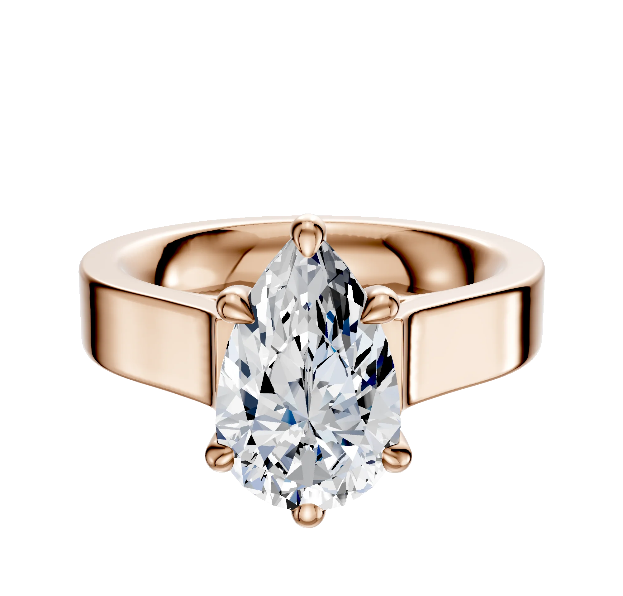 14K Rose Gold 6 Prong Basket Cathedral Flat 4.0mm Engagement Ring