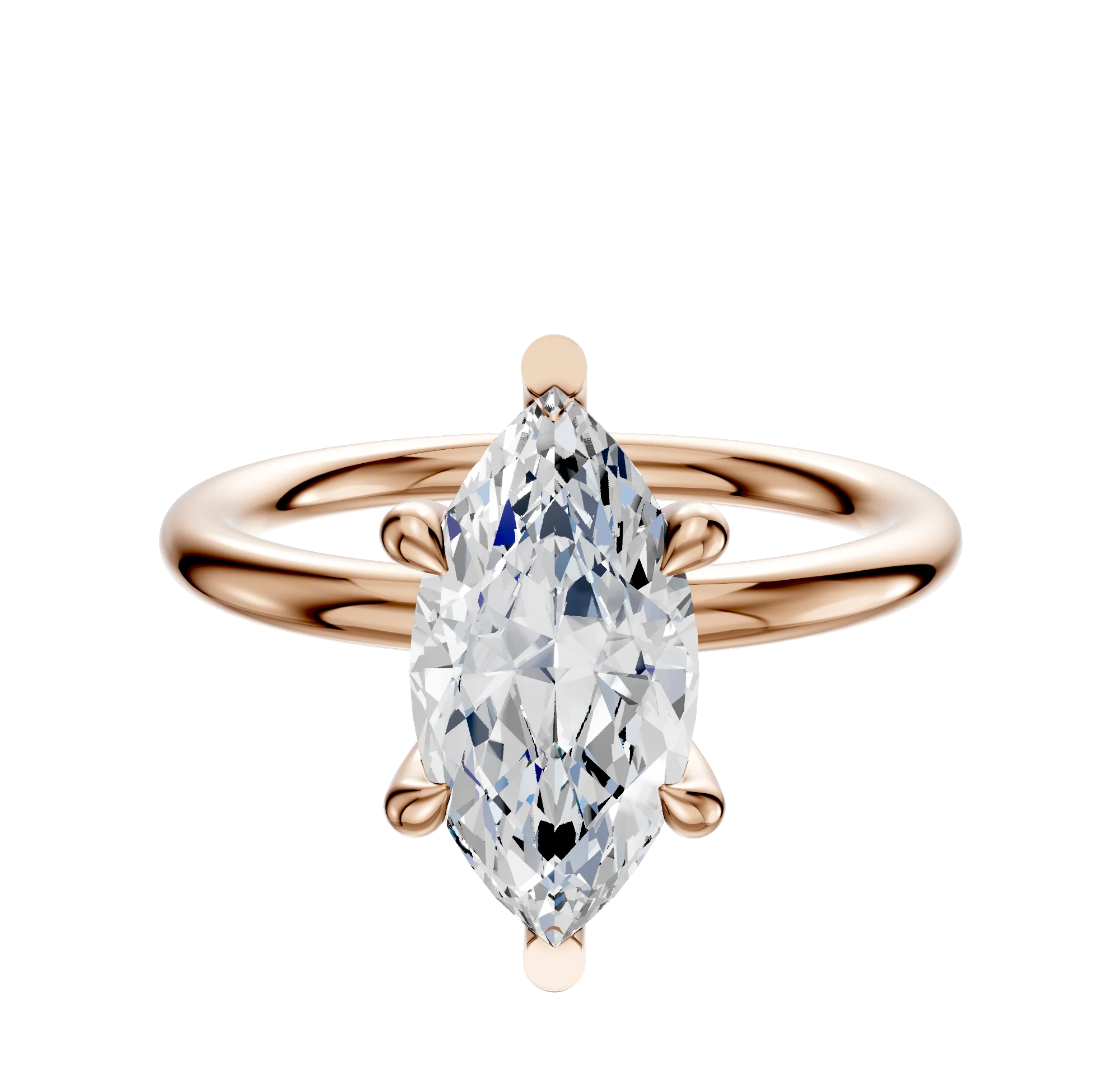 14K Rose Gold 6 Prong Basket Classic Dome 2.0mm Engagement Ring