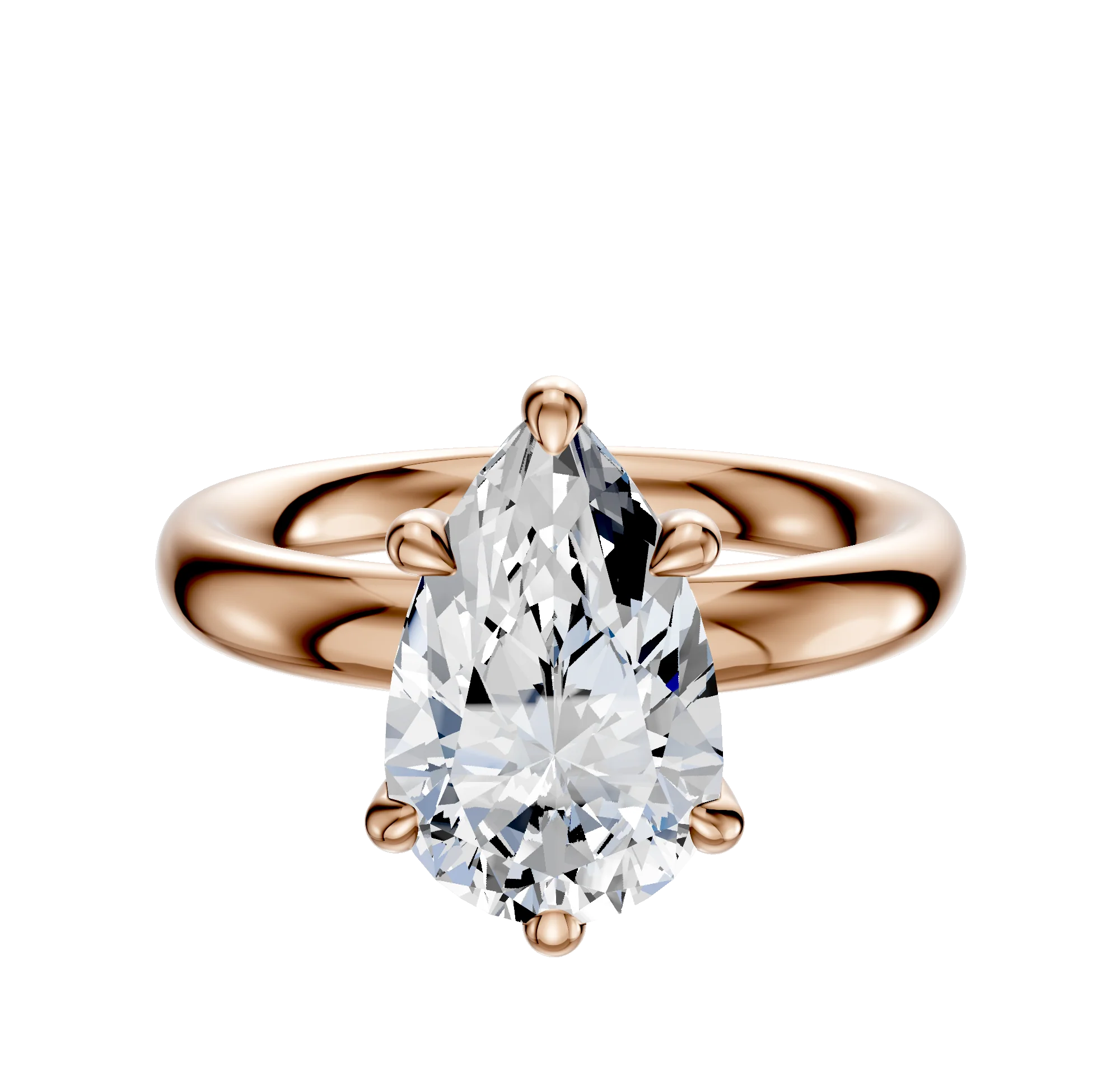 14K Rose Gold 6 Prong Basket Classic Dome 3.0mm Engagement Ring