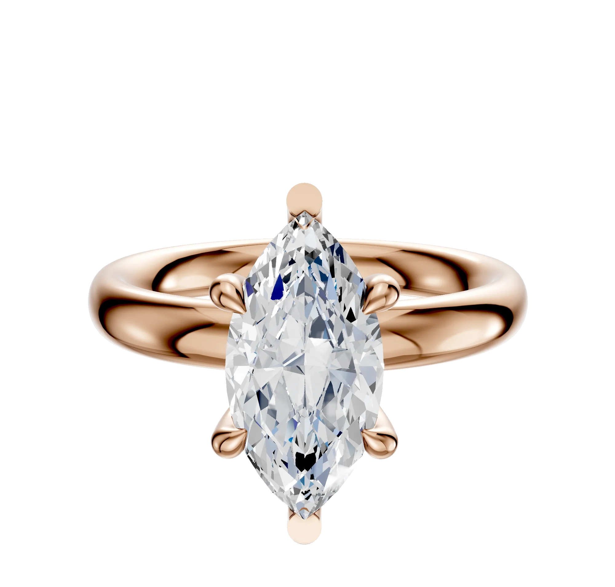 14K Rose Gold 6 Prong Basket Classic Dome 3.0mm Engagement Ring