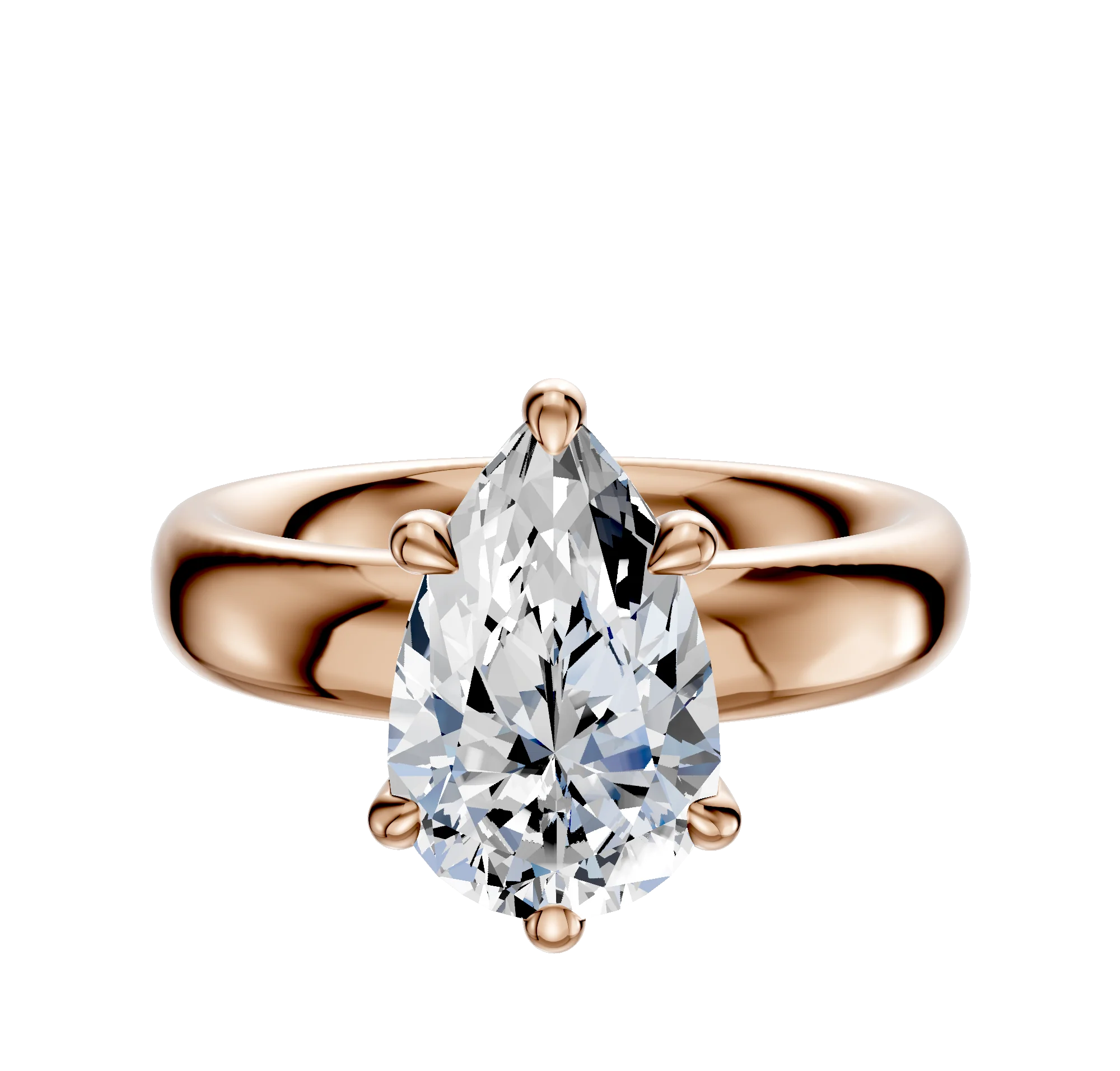 14K Rose Gold 6 Prong Basket Classic Dome 4.0mm Engagement Ring
