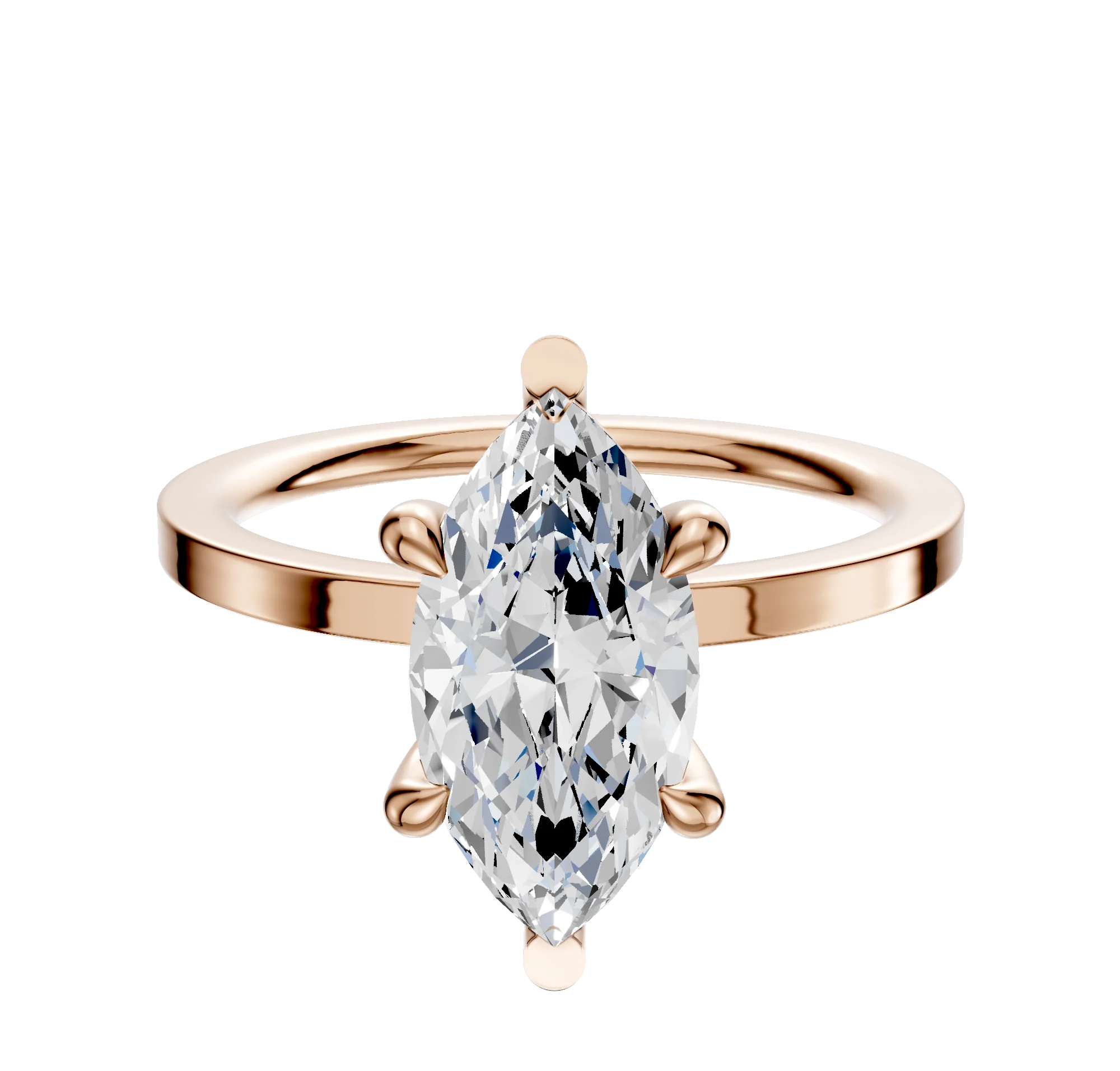 14K Rose Gold 6 Prong Basket Classic Flat 1.5mm Engagement Ring