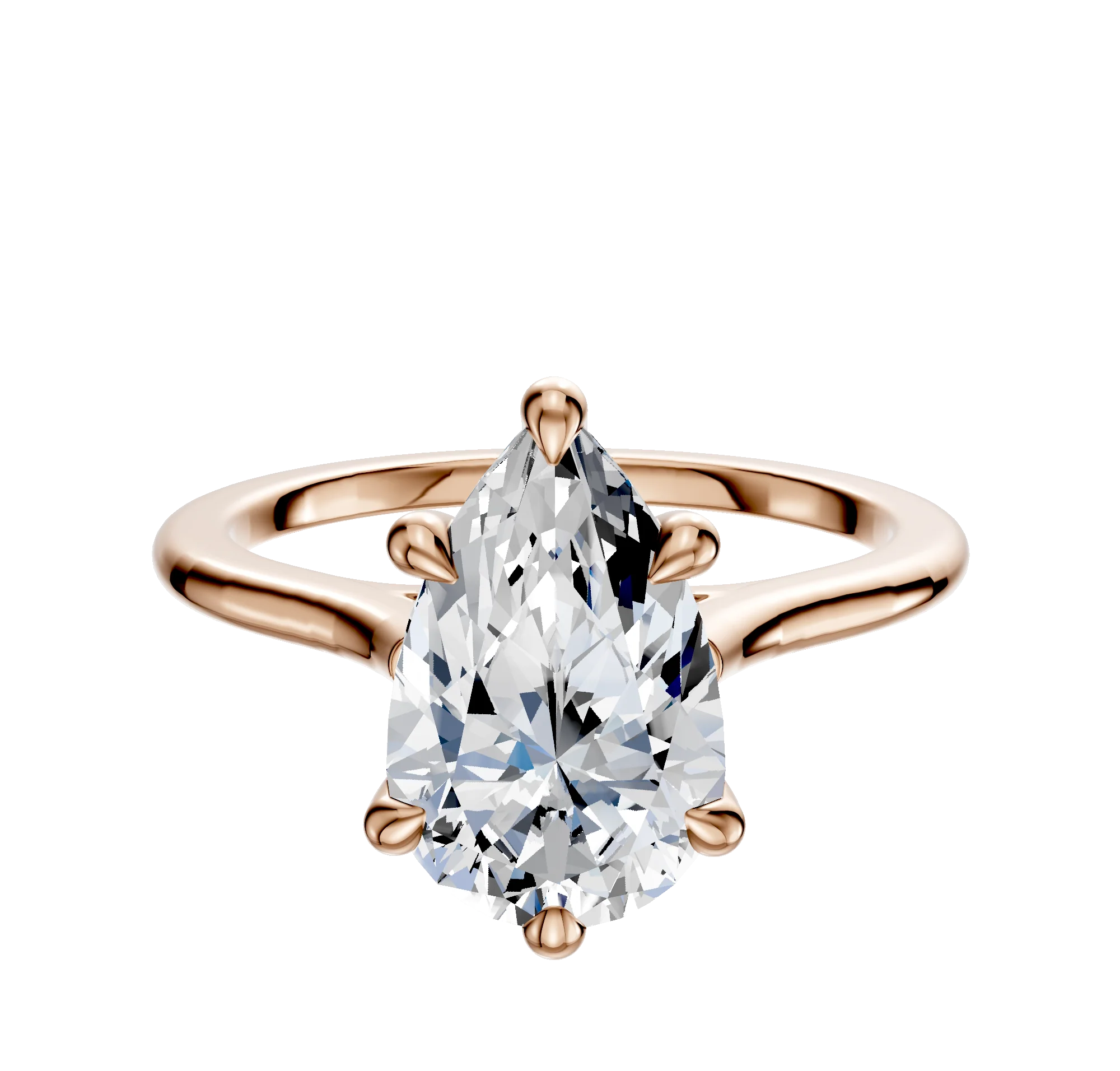 14K Rose Gold 6 Prong Hidden Halo Cathedral Dome 1.5mm Engagement Ring