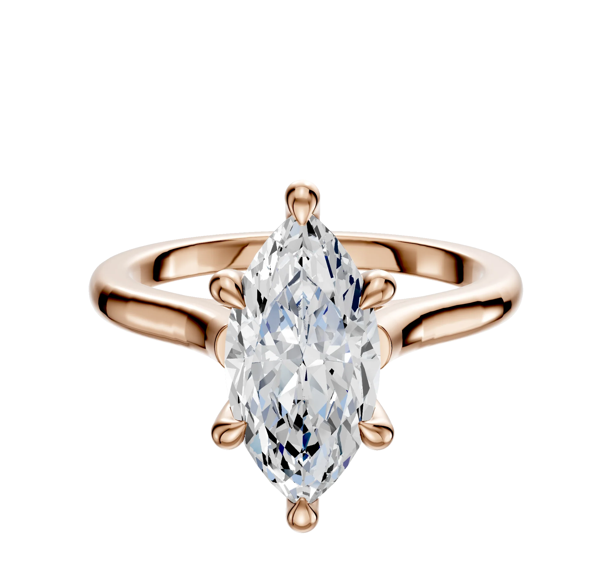 14K Rose Gold 6 Prong Hidden Halo Cathedral Dome 2.0mm Engagement Ring