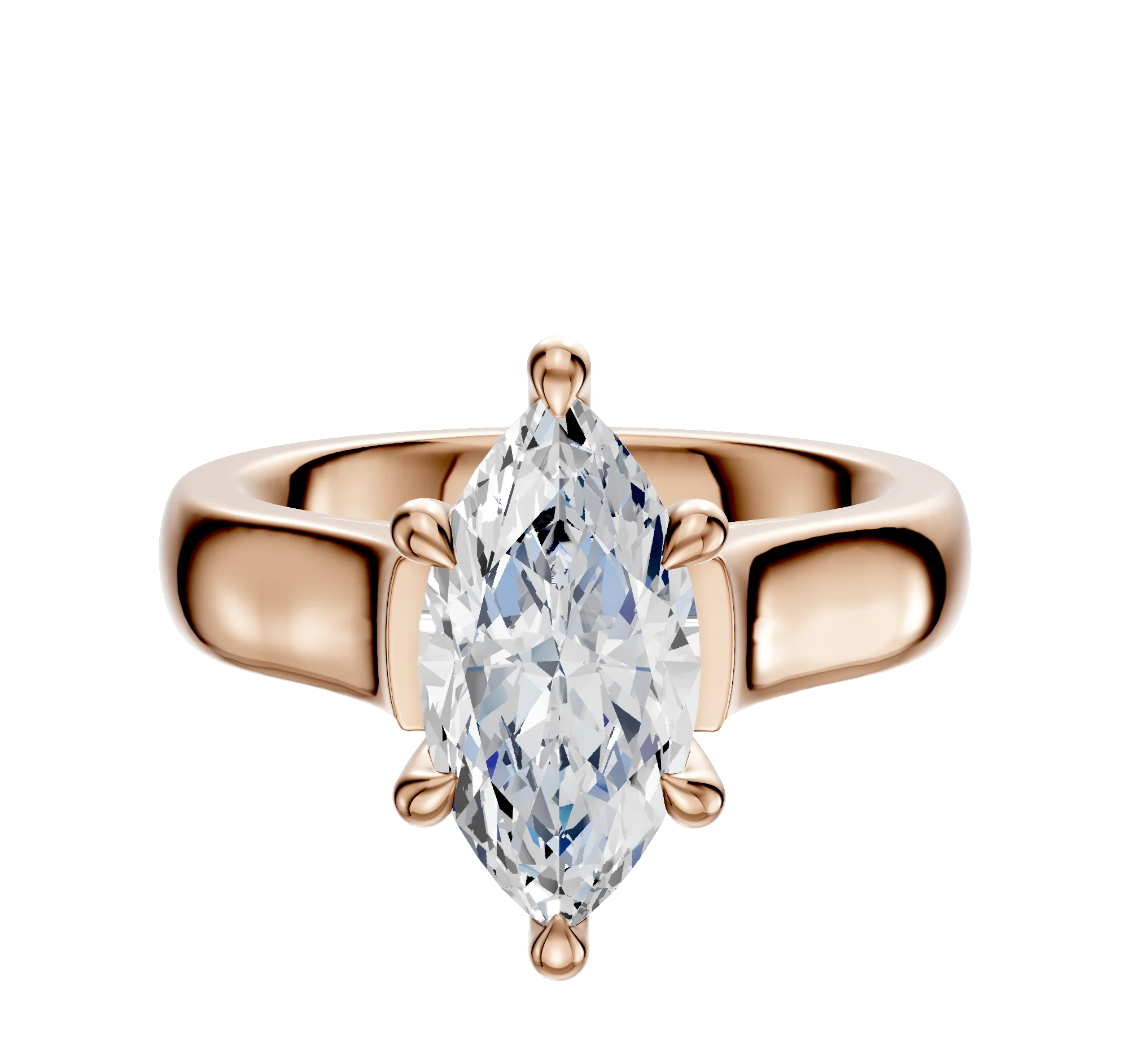 14K Rose Gold 6 Prong Hidden Halo Cathedral Dome 4.0mm Engagement Ring