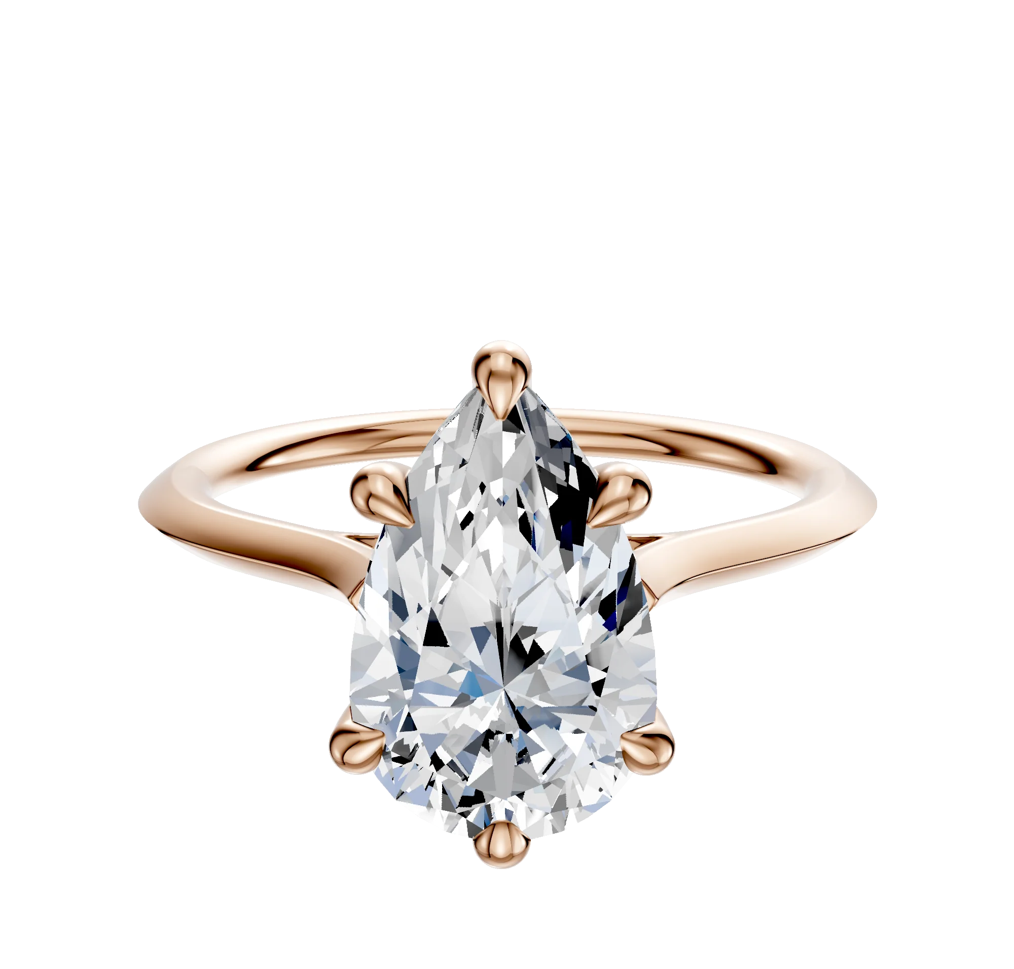14K Rose Gold 6 Prong Hidden Halo Cathedral Knife Edge 1.5mm Engagement Ring