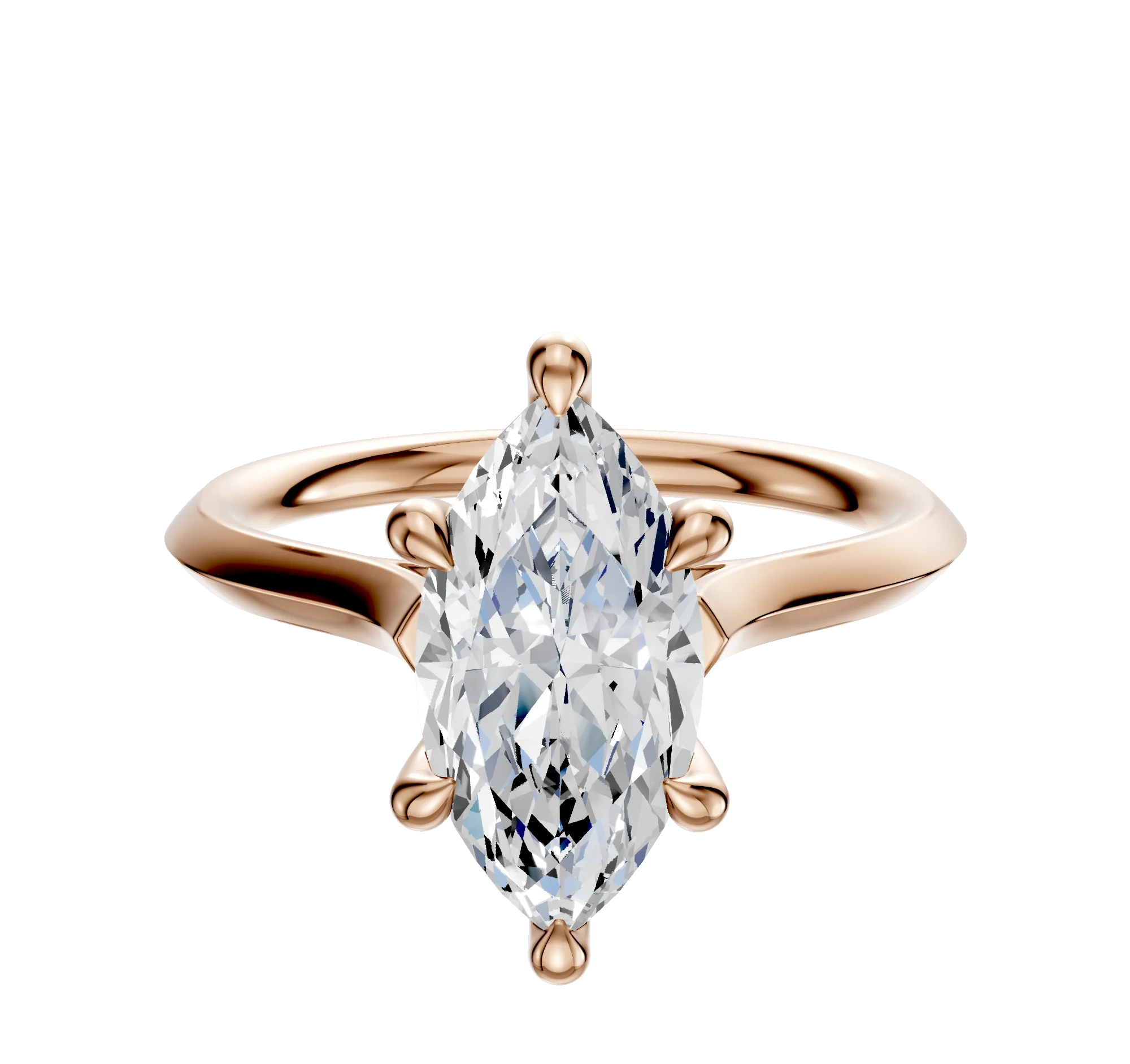 14K Rose Gold 6 Prong Hidden Halo Cathedral Knife Edge 2.0mm Engagement Ring