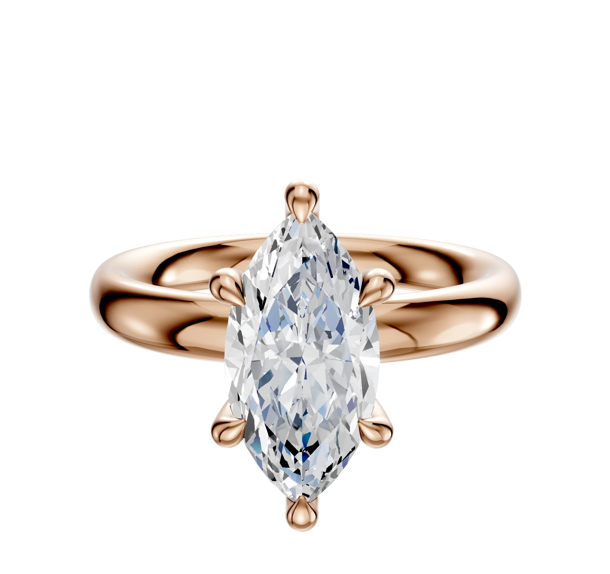 14K Rose Gold 6 Prong Hidden Halo Classic Dome 3.0mm Engagement Ring