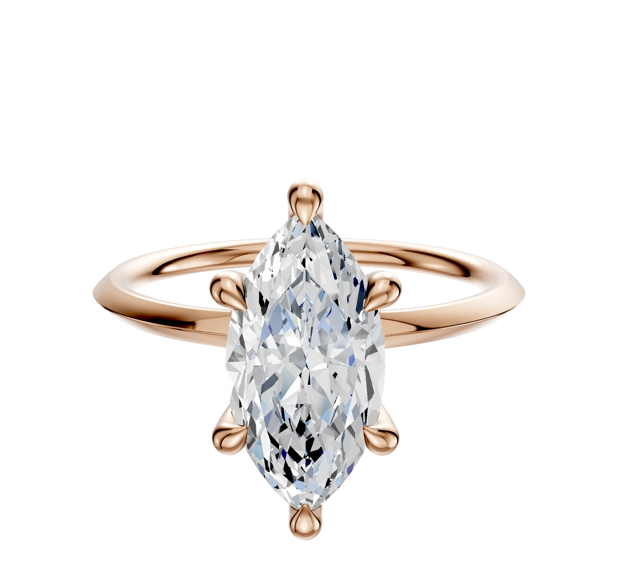 14K Rose Gold 6 Prong Hidden Halo Classic Knife Edge 1.5mm Engagement Ring