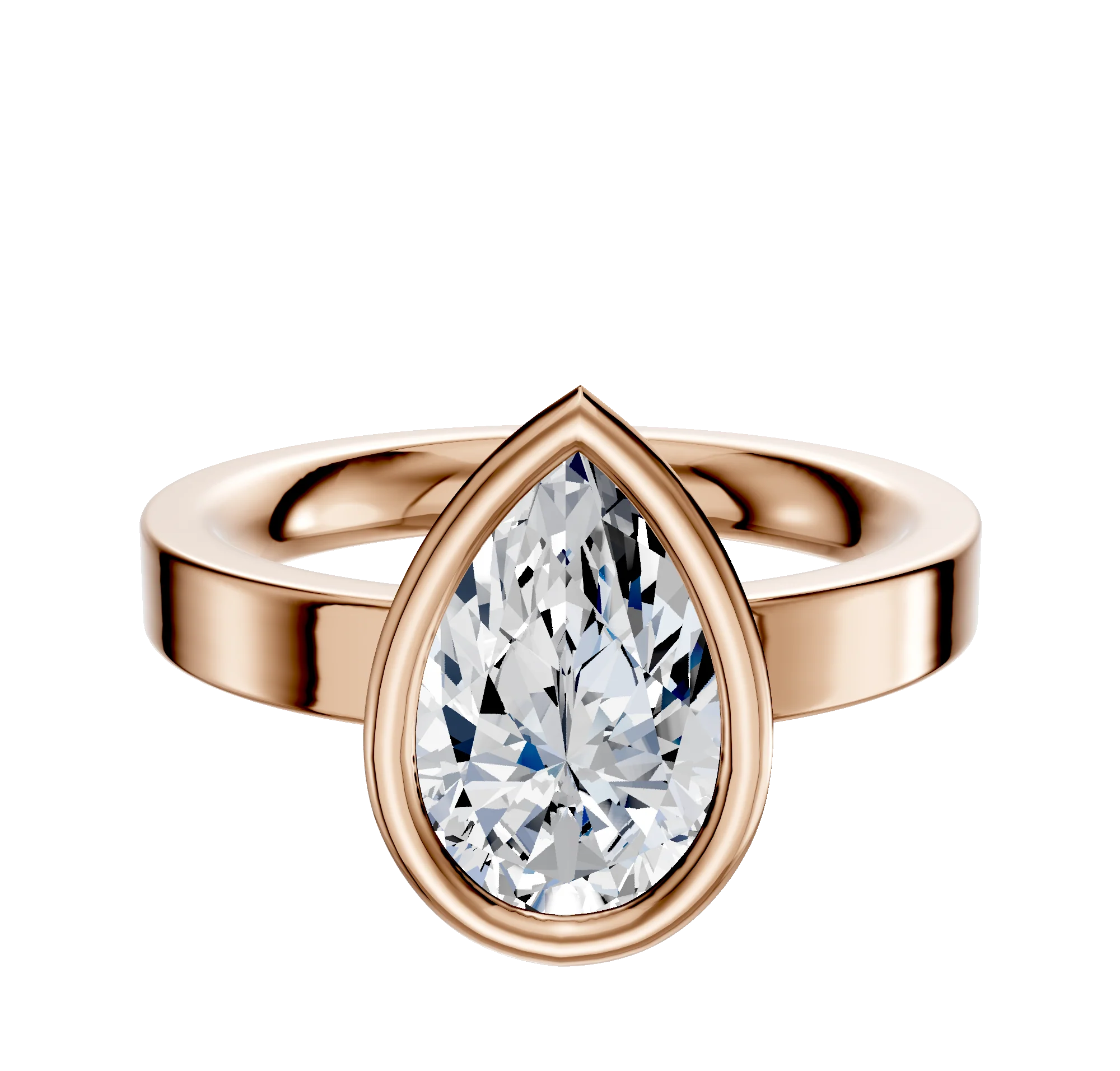 14K Rose Gold Bezel Full Bezel East/West Classic Flat 3.0mm Engagement Ring
