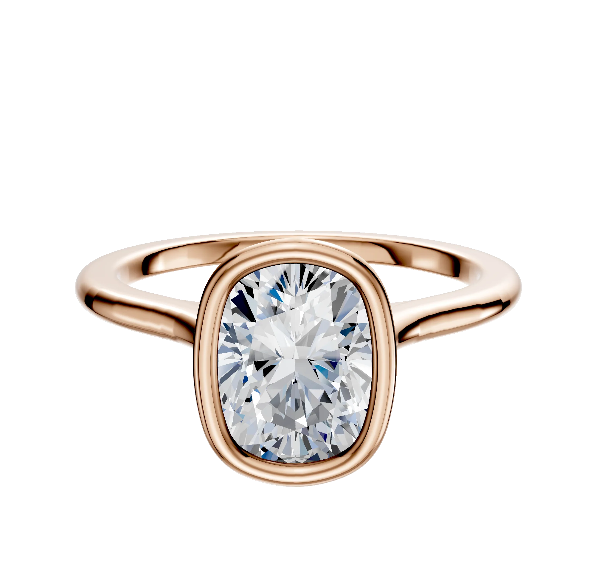 14K Rose Gold Bezel Full Bezel North/South Cathedral Dome 1.5mm Engagement Ring