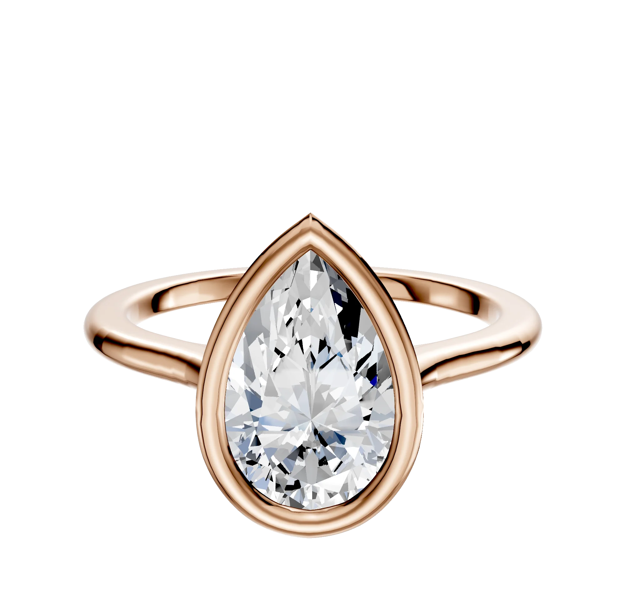 14K Rose Gold Bezel Full Bezel North/South Cathedral Dome 1.5mm Engagement Ring