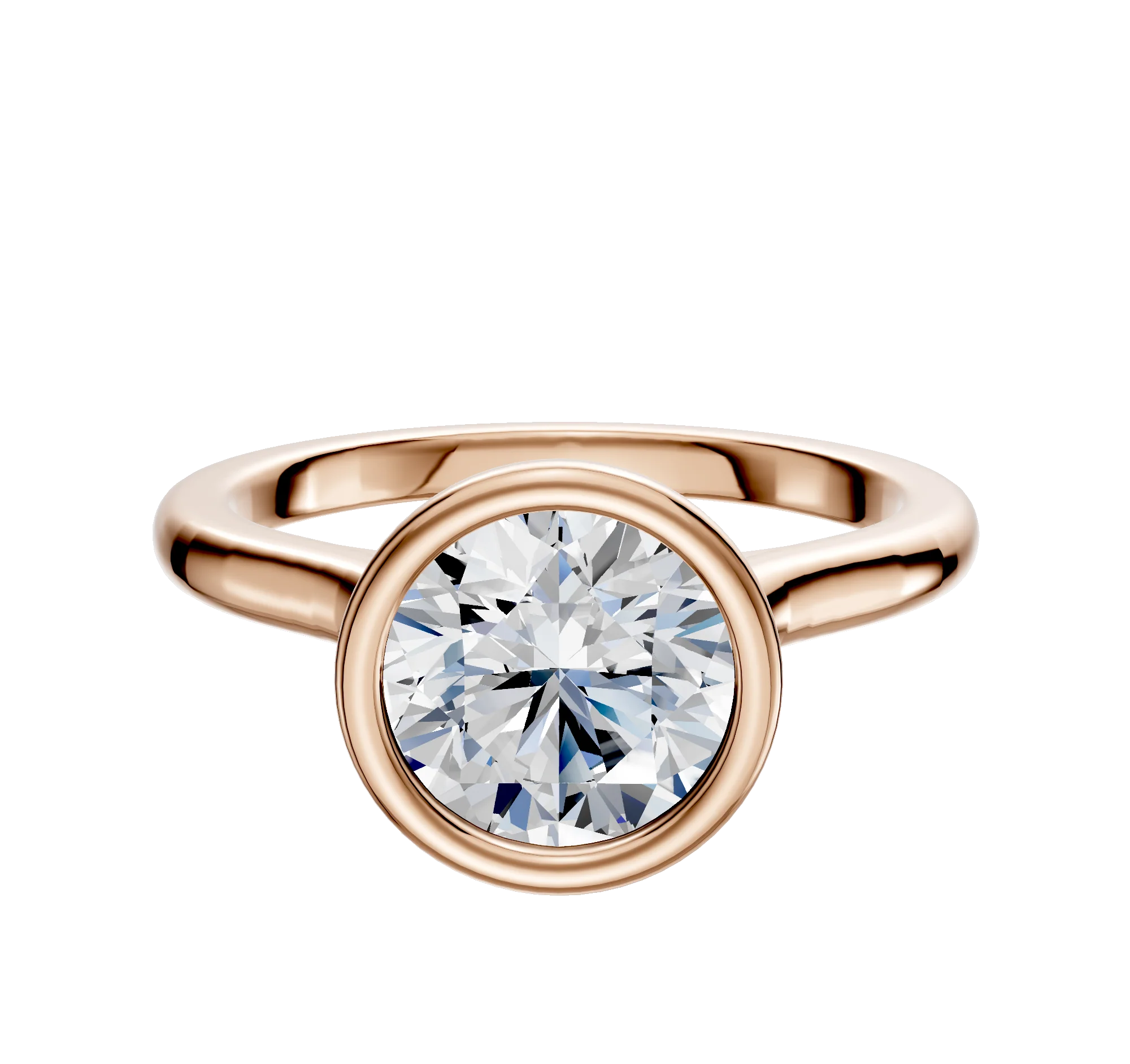 14K Rose Gold Bezel Full Bezel North/South Cathedral Dome 2.0mm Engagement Ring