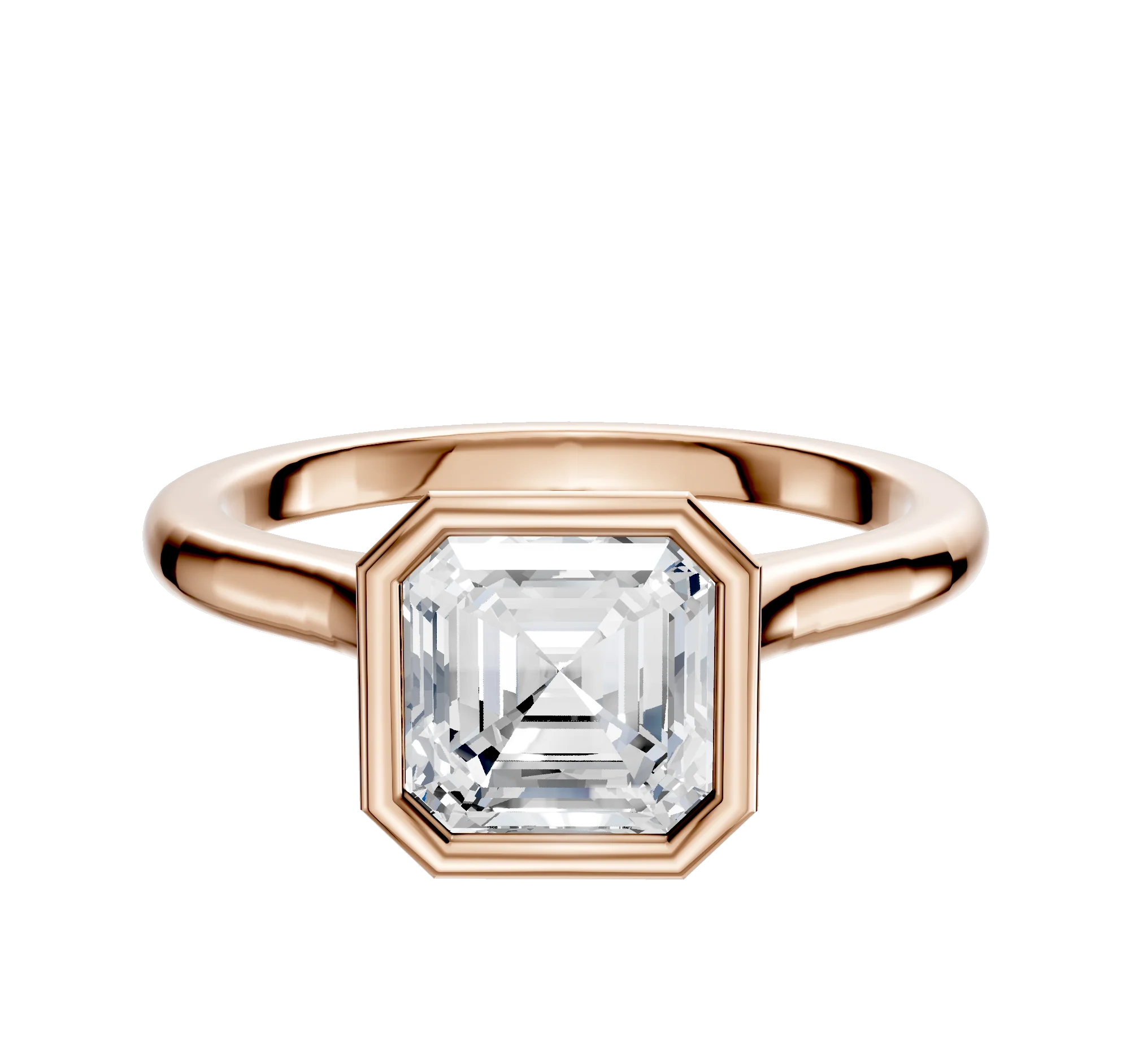 14K Rose Gold Bezel Full Bezel North/South Cathedral Dome 2.0mm Engagement Ring
