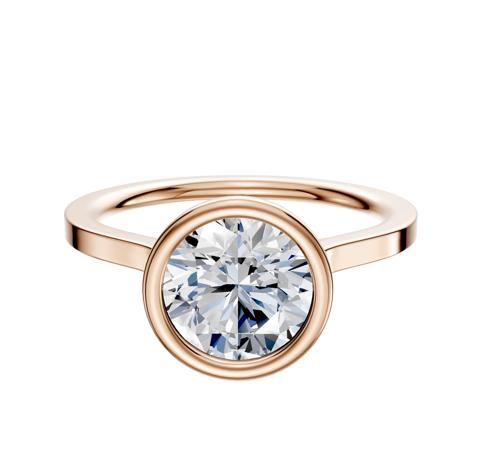 14K Rose Gold Bezel Full Bezel North/South Cathedral Flat 1.5mm Engagement Ring