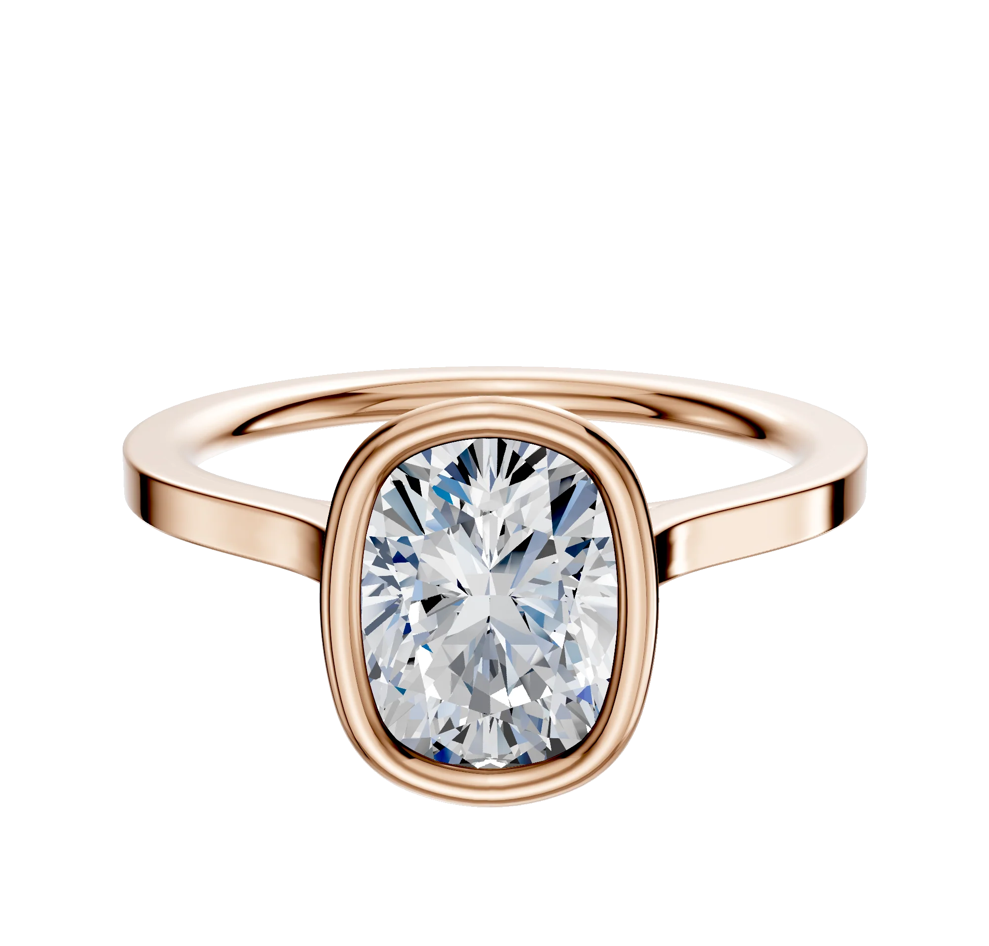 14K Rose Gold Bezel Full Bezel North/South Cathedral Flat 1.5mm Engagement Ring