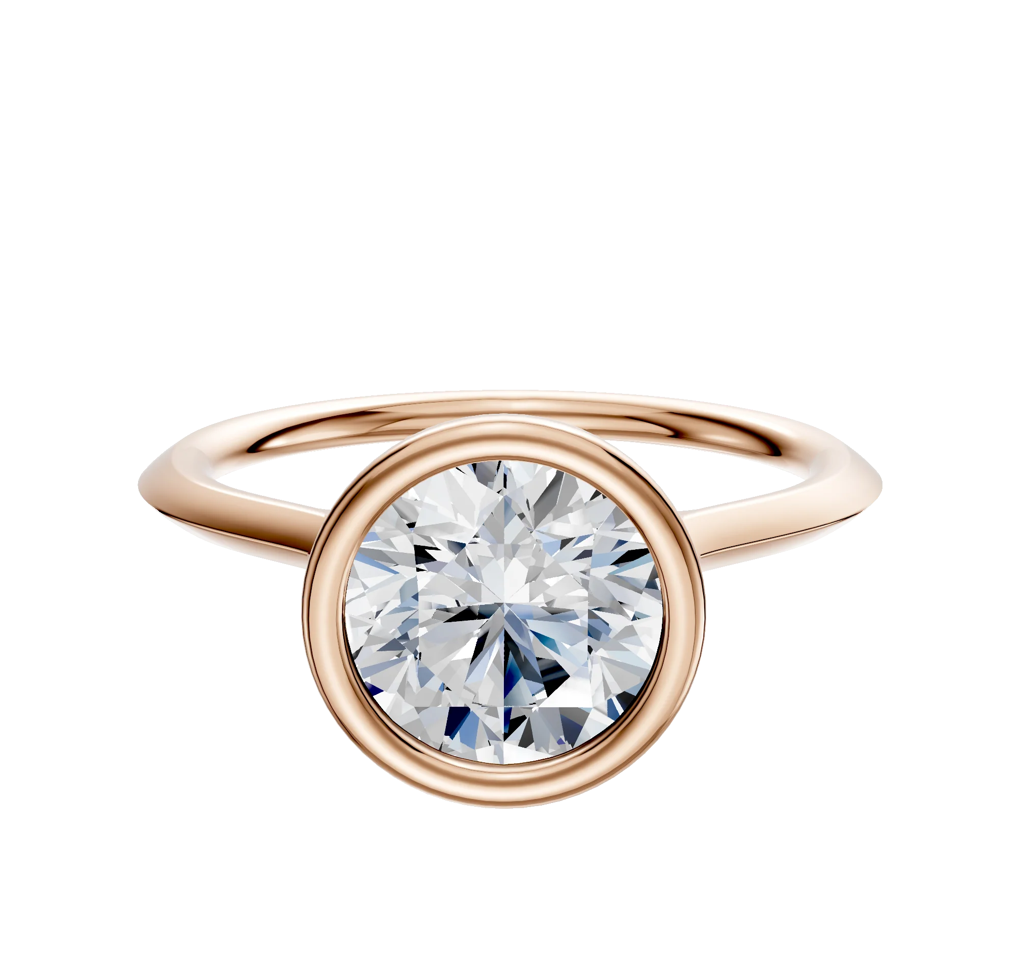 14K Rose Gold Bezel Full Bezel North/South Cathedral Knife Edge 1.5mm Engagement Ring