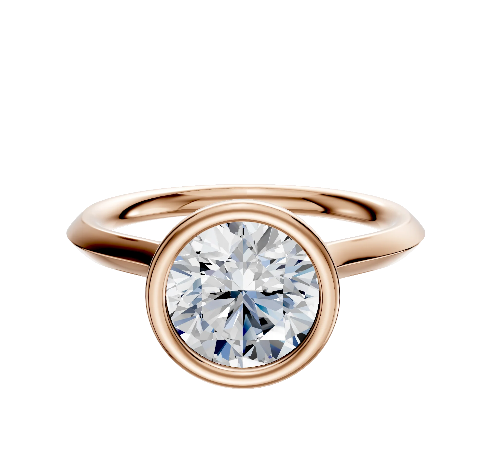 14K Rose Gold Bezel Full Bezel North/South Cathedral Knife Edge 2.0mm Engagement Ring