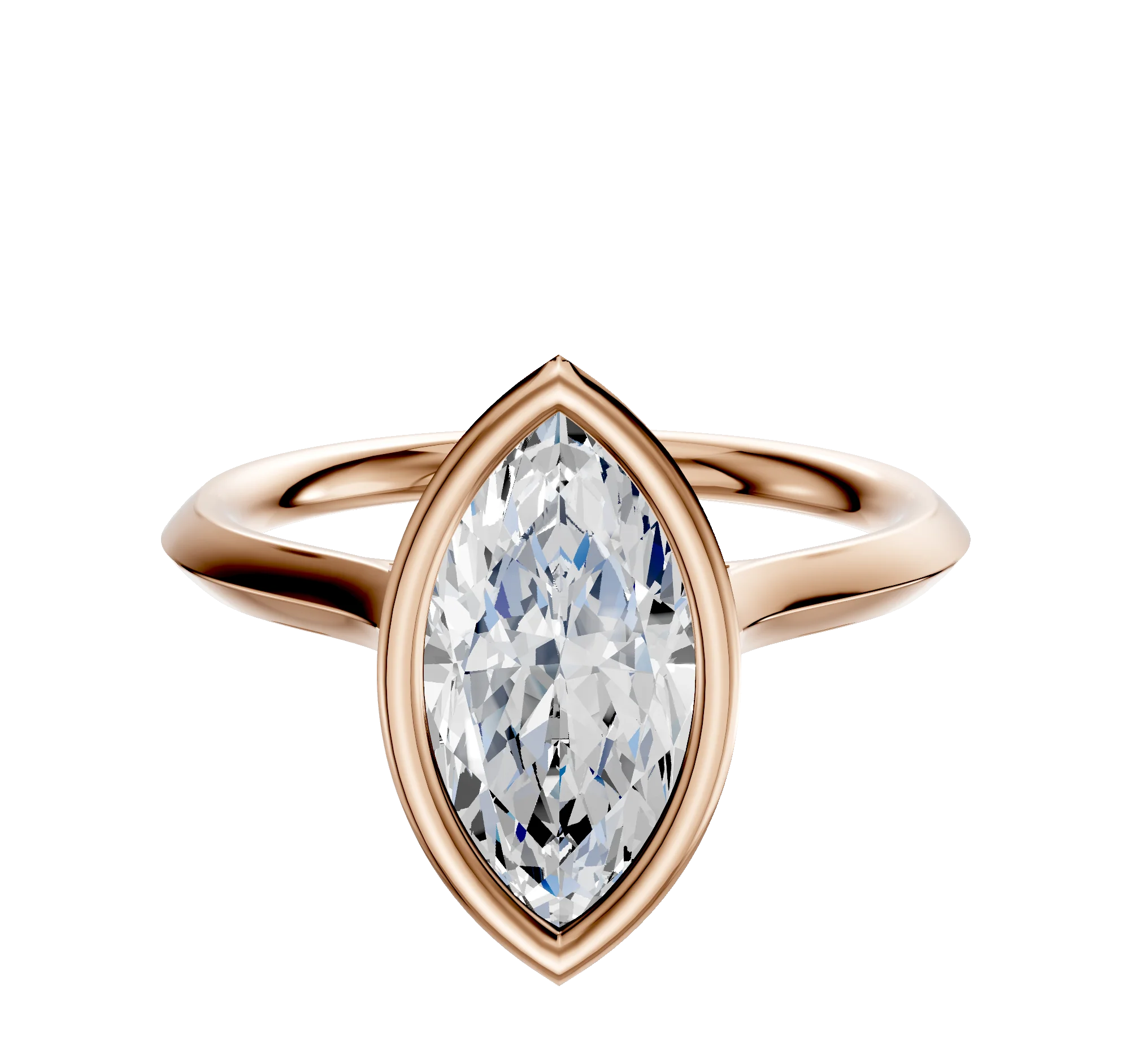 14K Rose Gold Bezel Full Bezel North/South Cathedral Knife Edge 2.0mm Engagement Ring
